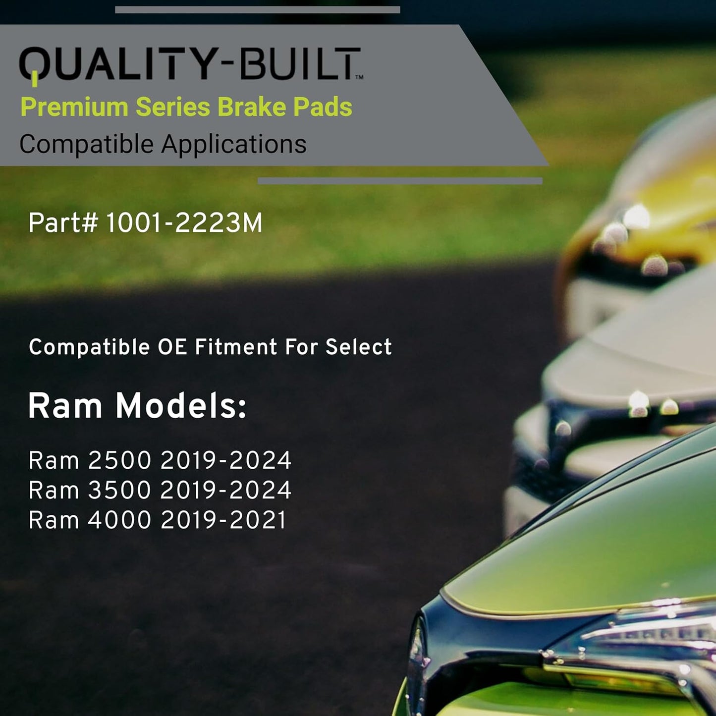 Premium Semi-Metallic Front Brake Pads (1001-2223M) Compatible with Ram 2500 2019-2024, Ram 3500 2019-2024, Ram 4000 2019-2021