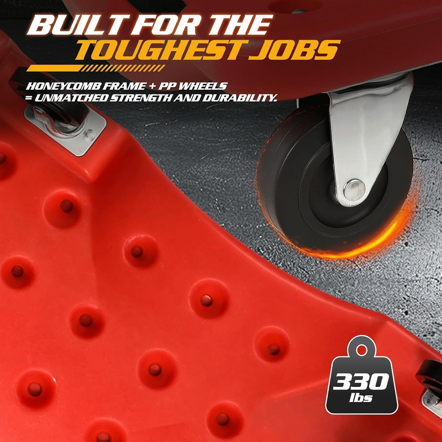 Magshion Automotive Creeper Under Car Roller, 40 Inch Low Profile Creepers with Padded Headrest and Tool Tray, 330 lbs Capacity Portable Floor Creeper for Home Garage Automotive Shop (Red)