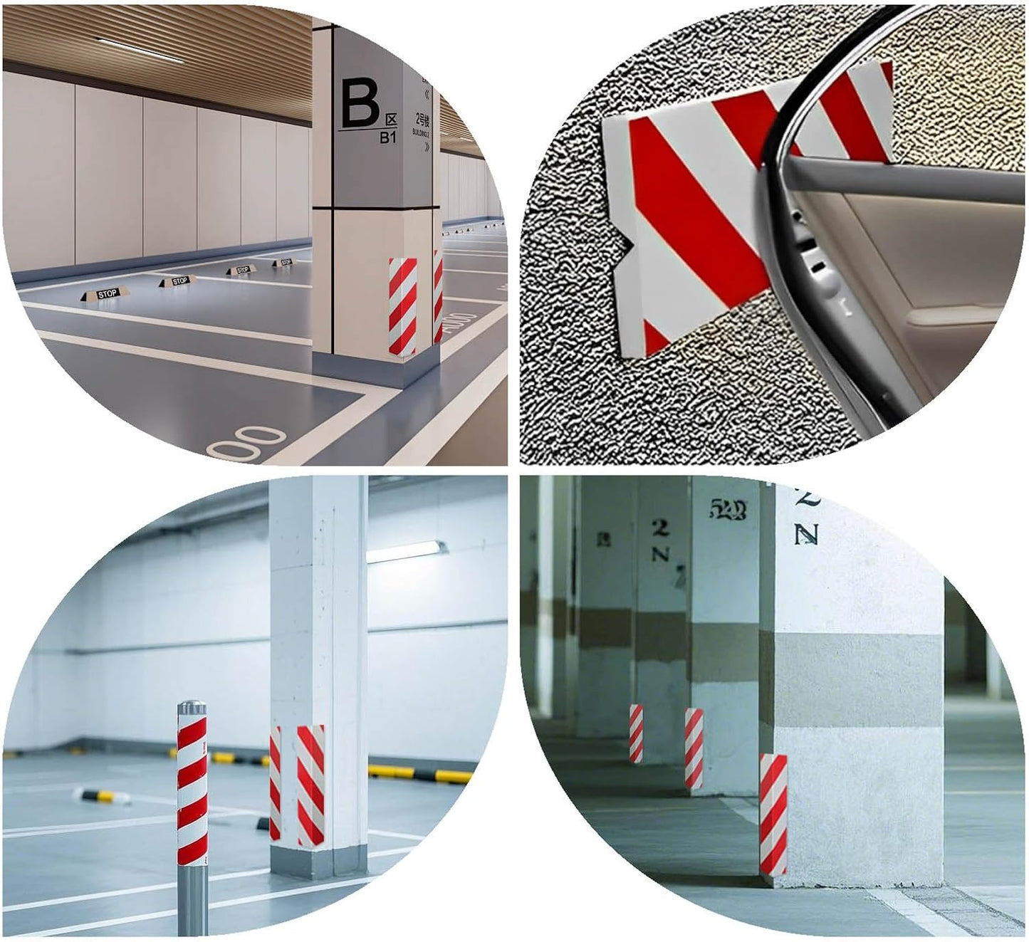 2pcs Garage Wall Guards Wall Protector Cover Yellow and Black Foam Wall Corner Guard for Parking Garages (Red+White)