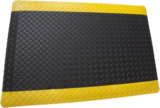 Rhino Mats, American Classic Diamond Anti-Fatigue Mats, Industrial Ergonomic Comfort Standing Mat for Work, Home, Garage, Office, Kitchen or Anywhere (Black/Yellow 1" Thick, 3 FT. x 9 FT.)