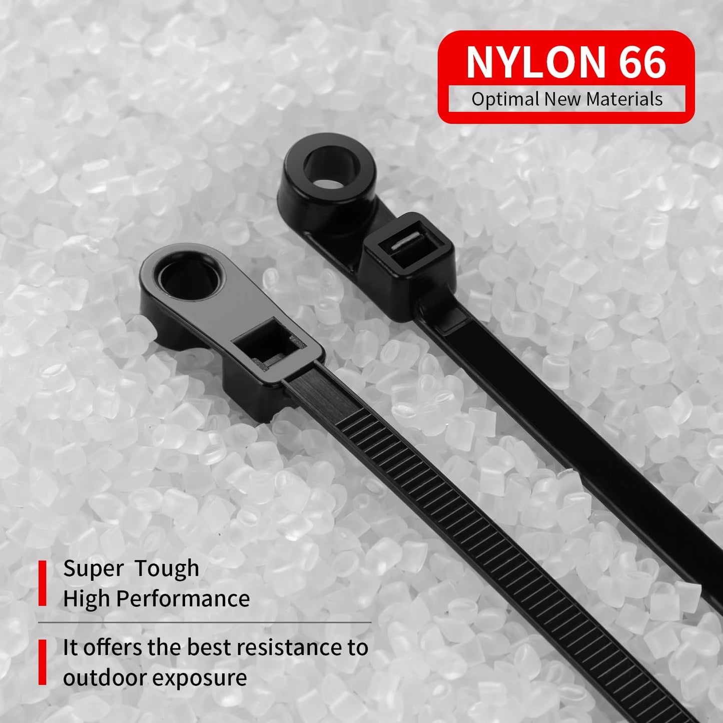 1000 PCS 12 inch Black Zip Ties with Screw Hole 70lbs Mountable head Cable Ties Straps Multipurpose Heavy Duty Nylon Cable Zip Ties with Screw Mounting Hole