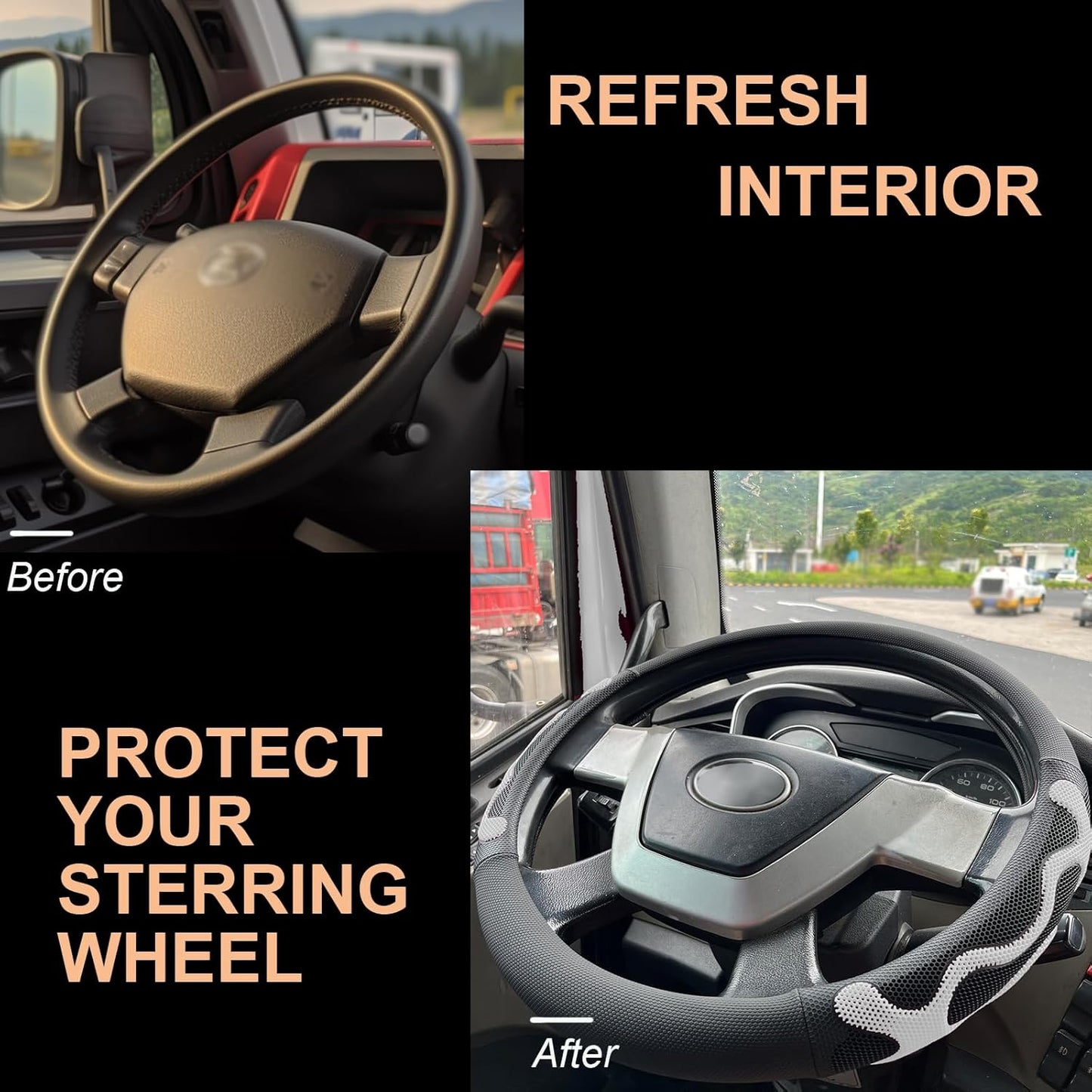 PINCTROT XL Size 17.5-18 Inch Comfy Grip Steering Wheel Cover for Semi Truck, Fits RV, Big Rig Trucker, 18 Wheeler and Classic Cars, Anti-Slip Design 17.5-18 Inch(Silicone White)