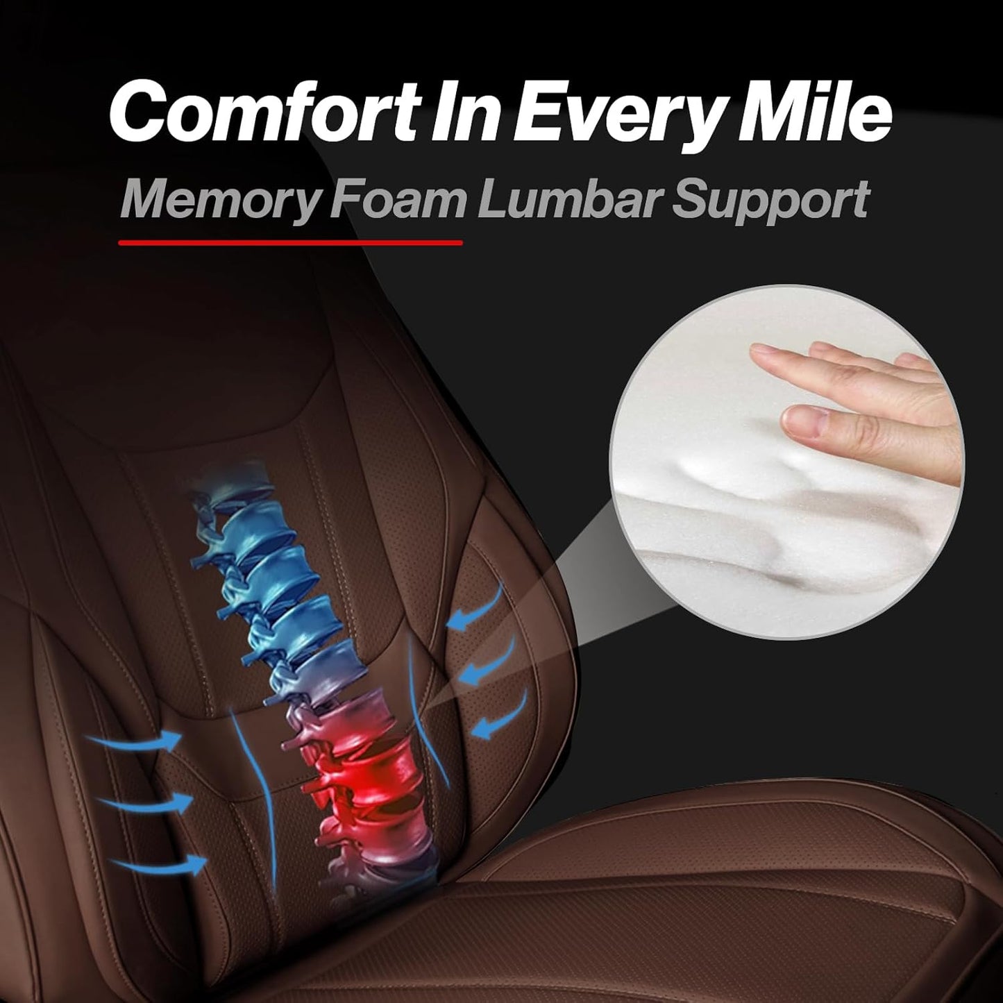 Coverland Custom Car Seat Covers Compatible with Colorado, Canyon Crew Cab - Premium Leather Non-Slip Waterproof Seat Cover Custom Interior Protector Full Set-Dark Brown [See Size Chart-Size X113]