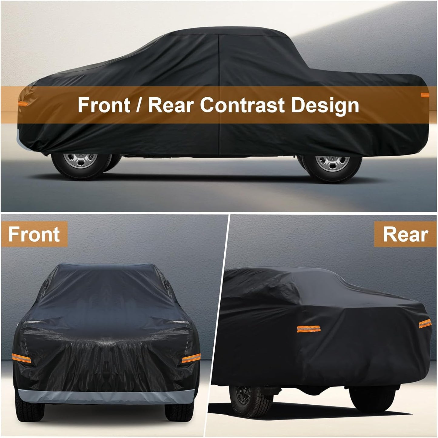 Kayme Truck Cover Custom Fit Dodge Ram 1500(2002-2025) Regular Cab Long Bed. Full Exterior Heavy Duty Outdoor Pickup Truck Car Cover Waterproof All Weather.Car Tarp for Wind Sun Dust Protection.Black