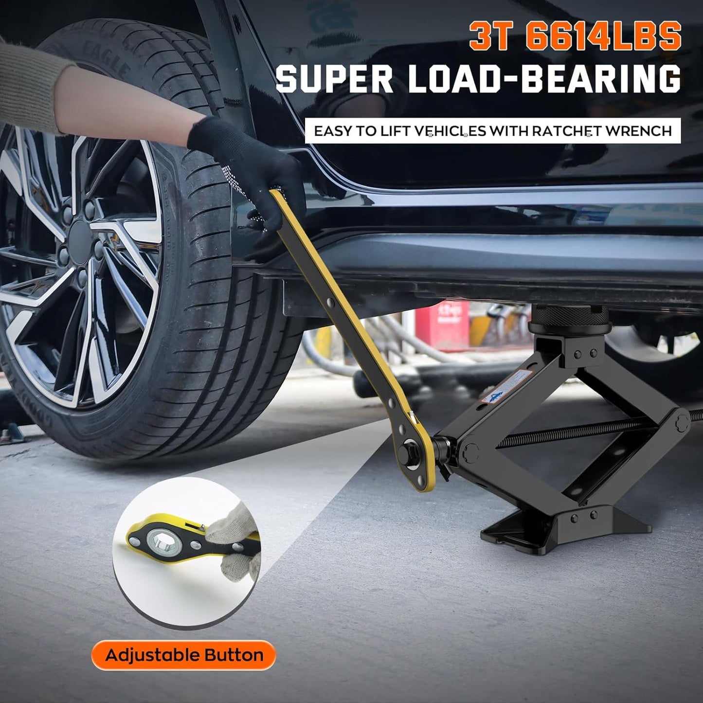 Scissor Jack 3 Ton, 4.1"-18.3" Lifting Car Jack, Heavy Duty Car Jack Kit, Portable Tire Changing kit with Lug Wrench, Tire Jack Tool for Car SUV MPV