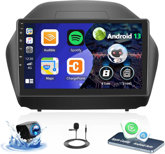 SIXTOP [8-Core 2+64G] Android Car Stereo for Hyundai Tucson IX35 2010-2015 with Carplay Android Auto 59 Theme 10.1 inch Touch Screen Bluetooth 5.0 FM/RDS Network Radio DSP 32EQ AI Voice GPS