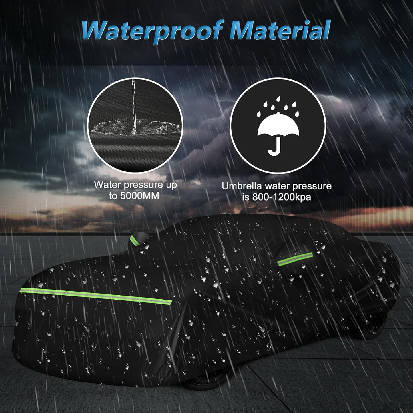 for Camaro Full Car Cover 2010-2025 All Weather, Outdoor Car Covers with Zipper and Soft Cotton Lining, Windproof Heavy Duty Waterproof Protection Fit for 2010-2025 Chevy Camaro (Up to 190''L)