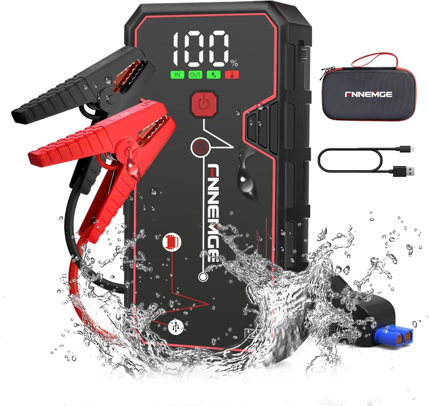 Car Jump Starter, 5000A Peak 23800mAh 12V Jump Starter Battery Pack(Up to All Gas, 8.0L Diesel Engine),with USB Charge Output Port,LED Light,HD Large Screen.