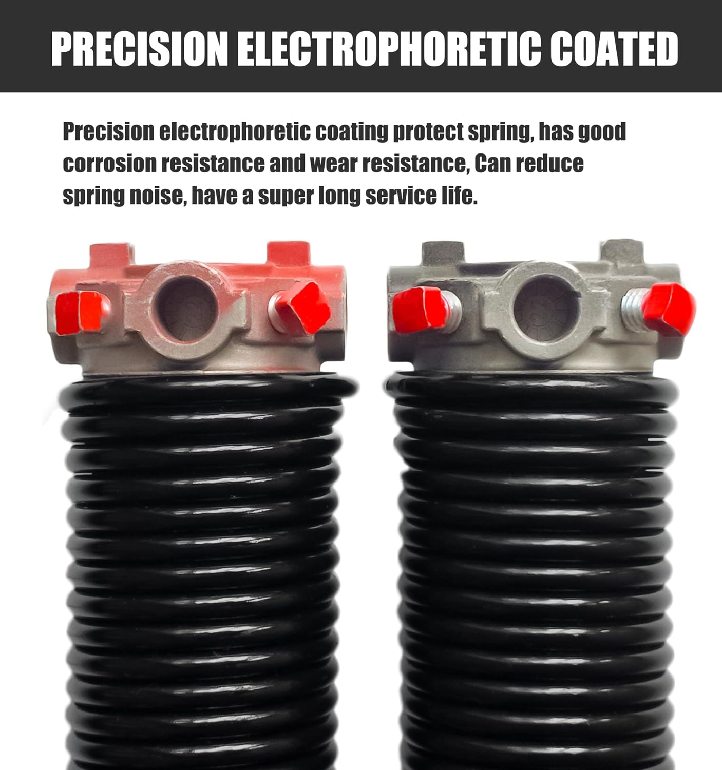 Garage Door Torsion Spring Set, Pair of 2" Electrophoresis Coated Garage Door Spring Replacement with 2 Non-Slip Winding Bars and Bearing, Minimum 16000 Cycles (.218x2x26")