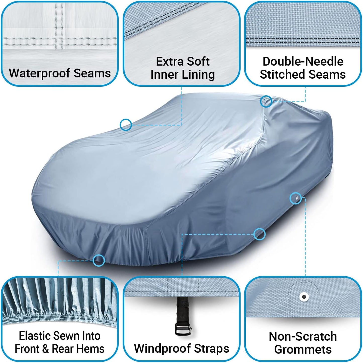 iCarCover Premium Car Cover for 1958-1964 Pontiac Safari Wagon Heavy Duty Waterproof All-Weather Automobiles Custom Fit Indoor Outdoor UV Snow Protection Covers with Straps and Bag