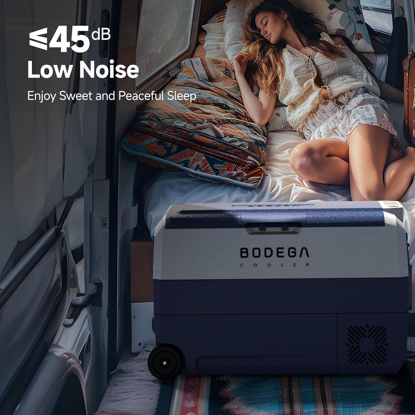 BODEGACOOLER 12 Volt Car Refrigerator,53 Quart Portable Car Freezer Fridge Bluetooth Control,(50L) -4℉-68℉ Electric Cooler 12/24V DC and 100-240V AC for Travel,Camping,RV,Boat Road Trip Tailgating