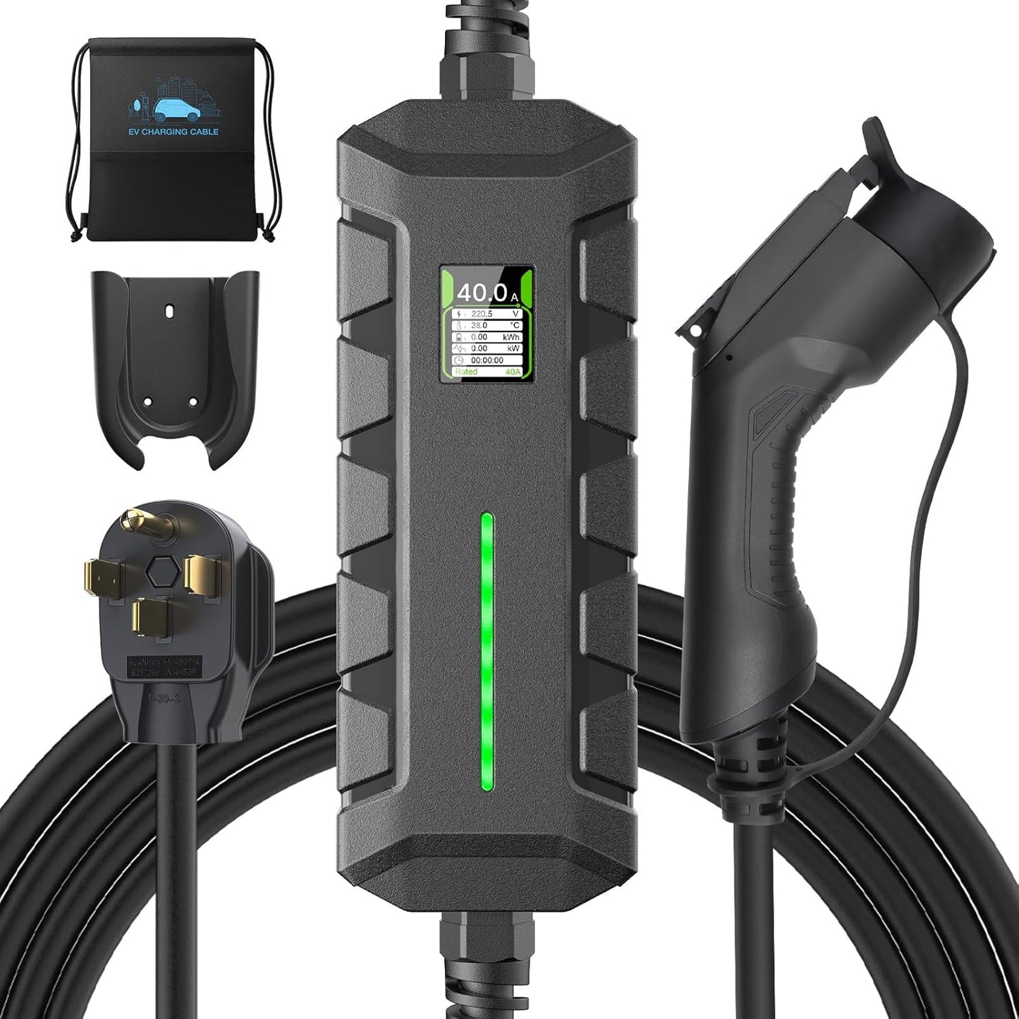 Level 2 EV Charger ETL Certified, 40A 9.6KW Home Charging Station, Plug-in NEMA 14-50 240V, Portable EV Charger with 25FT Cable for SAE J1772 Cars