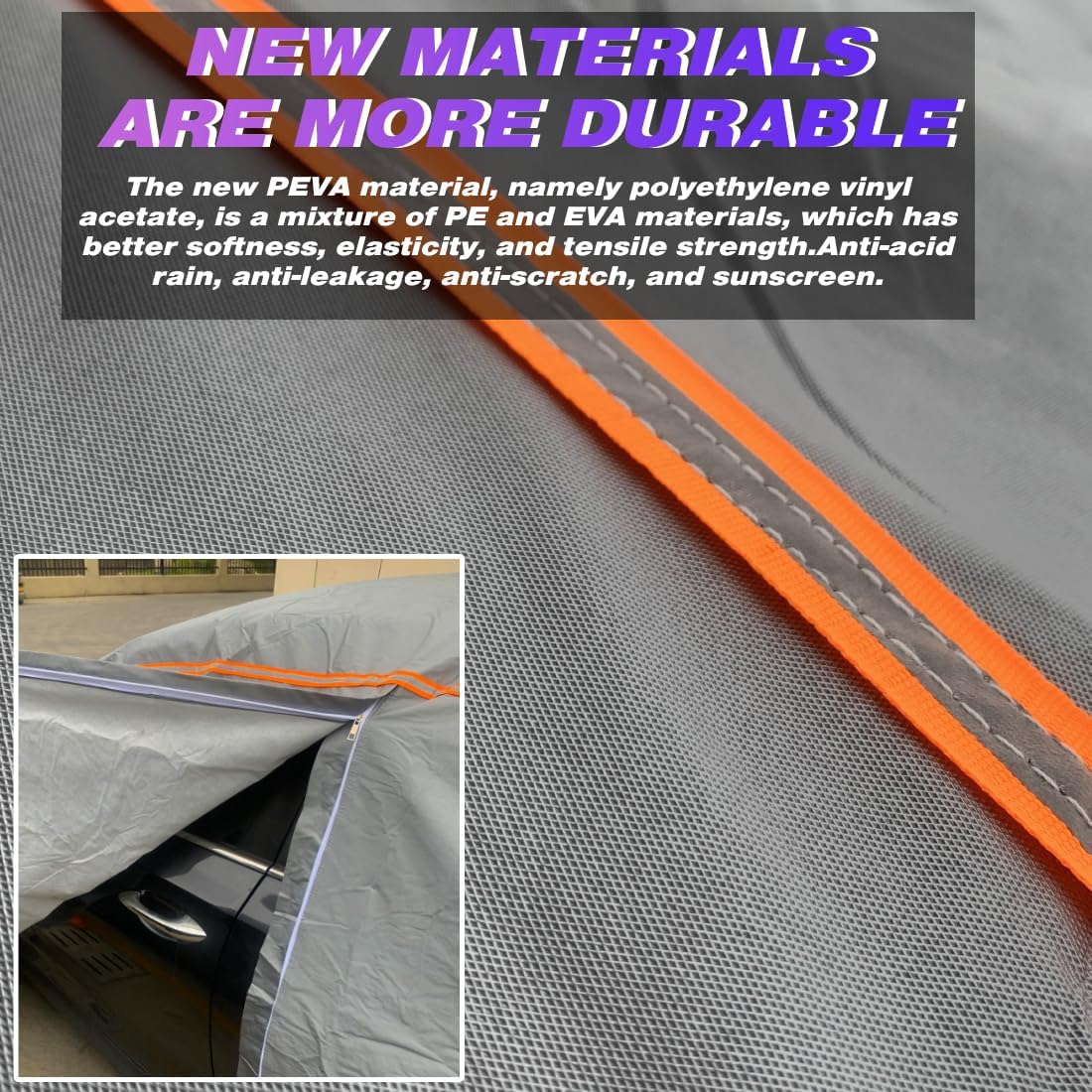 KEYOOG Universal Waterproof Heavy Weight Full Car Covers, Fit Sedan, All Weather, Outdoor Full Cover Weatherproof UV Sun Protection Snow Dust Storm Resistant with PEVA Cotton, for Cars Up to 208"