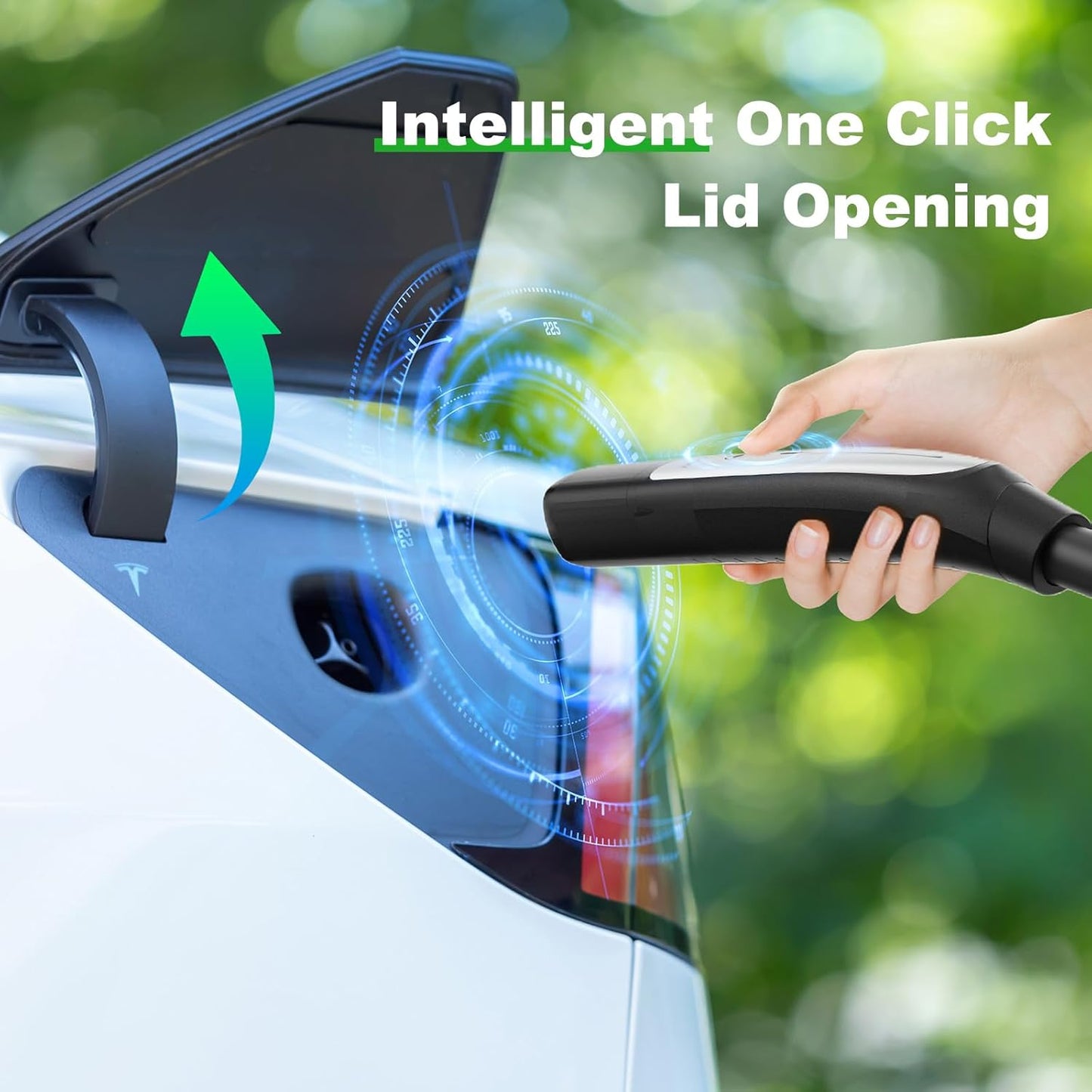 16 Amps Level 1 Tesla Charger, NEMA 5-15 Plug, Portable Electric Car Charger with a 23.5-Foot Cable, Compatible with Tesla Models X/Y/3/S and Cybertruck