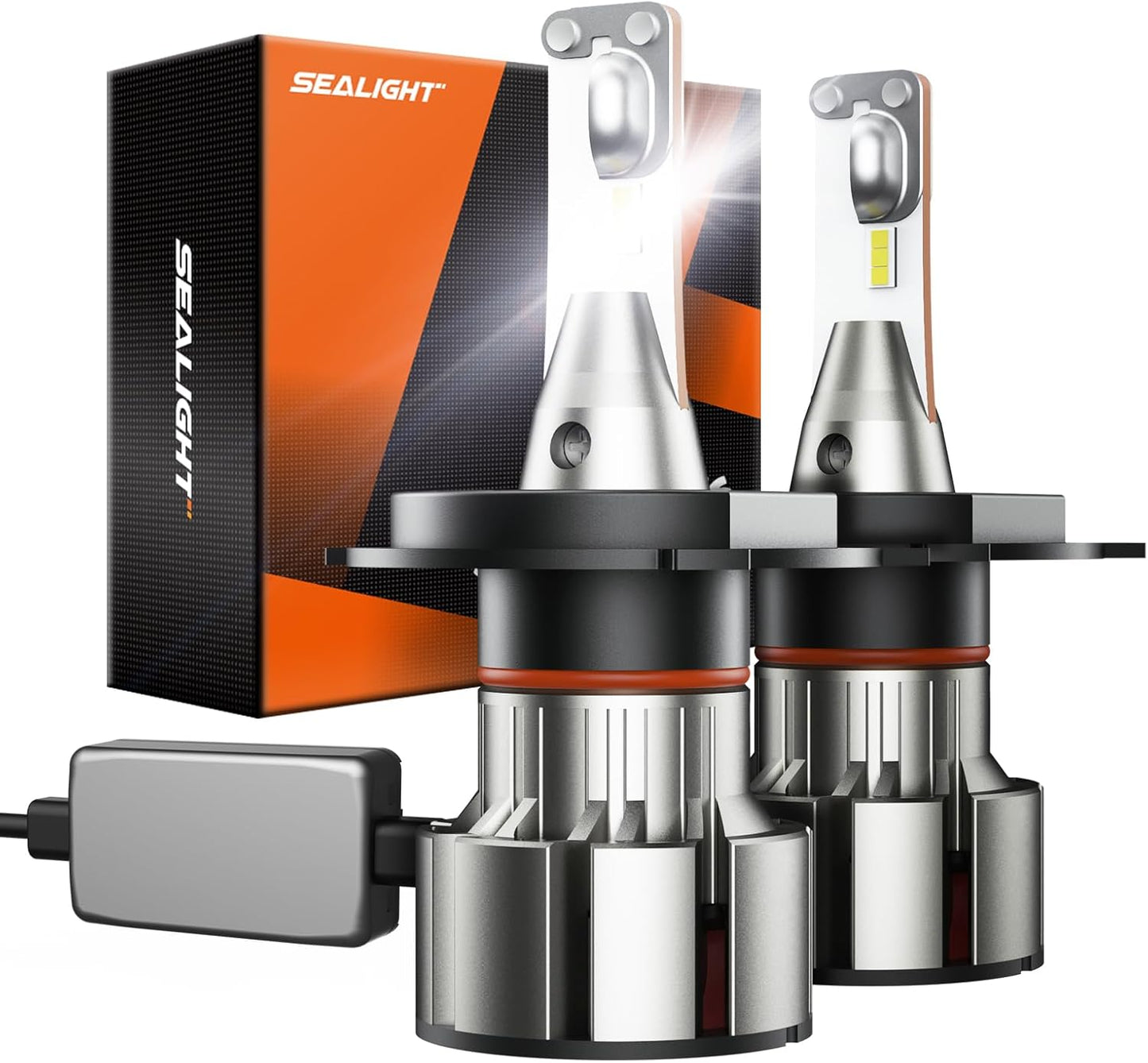 SEALIGHT H4/9003/HB2 Driving Light Bulbs, 36000LM Super Bright 9003 Dual Beam Bulbs, 6000K Cool White H4 Fog Lights, Plug-N-Play, Pack of 2