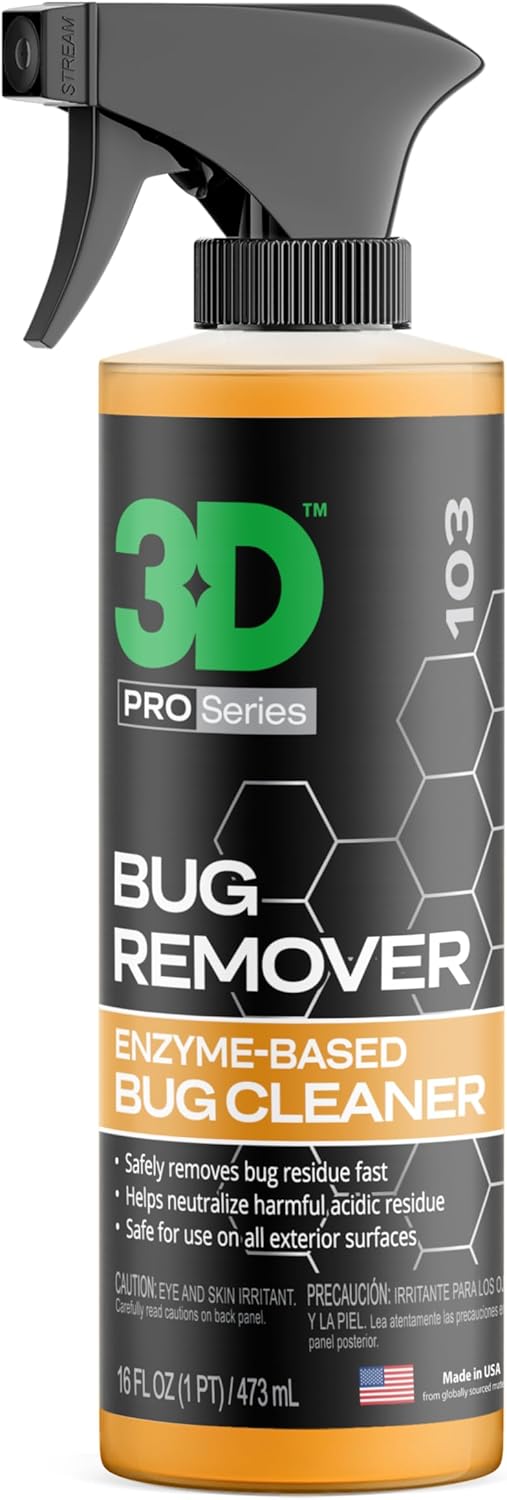 3D Bug Remover - All Purpose Exterior Cleaner & Degreaser to Wipe Away Bugs on Plastic, Rubber, Metal, Chrome, Aluminum, Windows & Mirrors, Suitable for use on Car Paint, Wax & Clear Coat