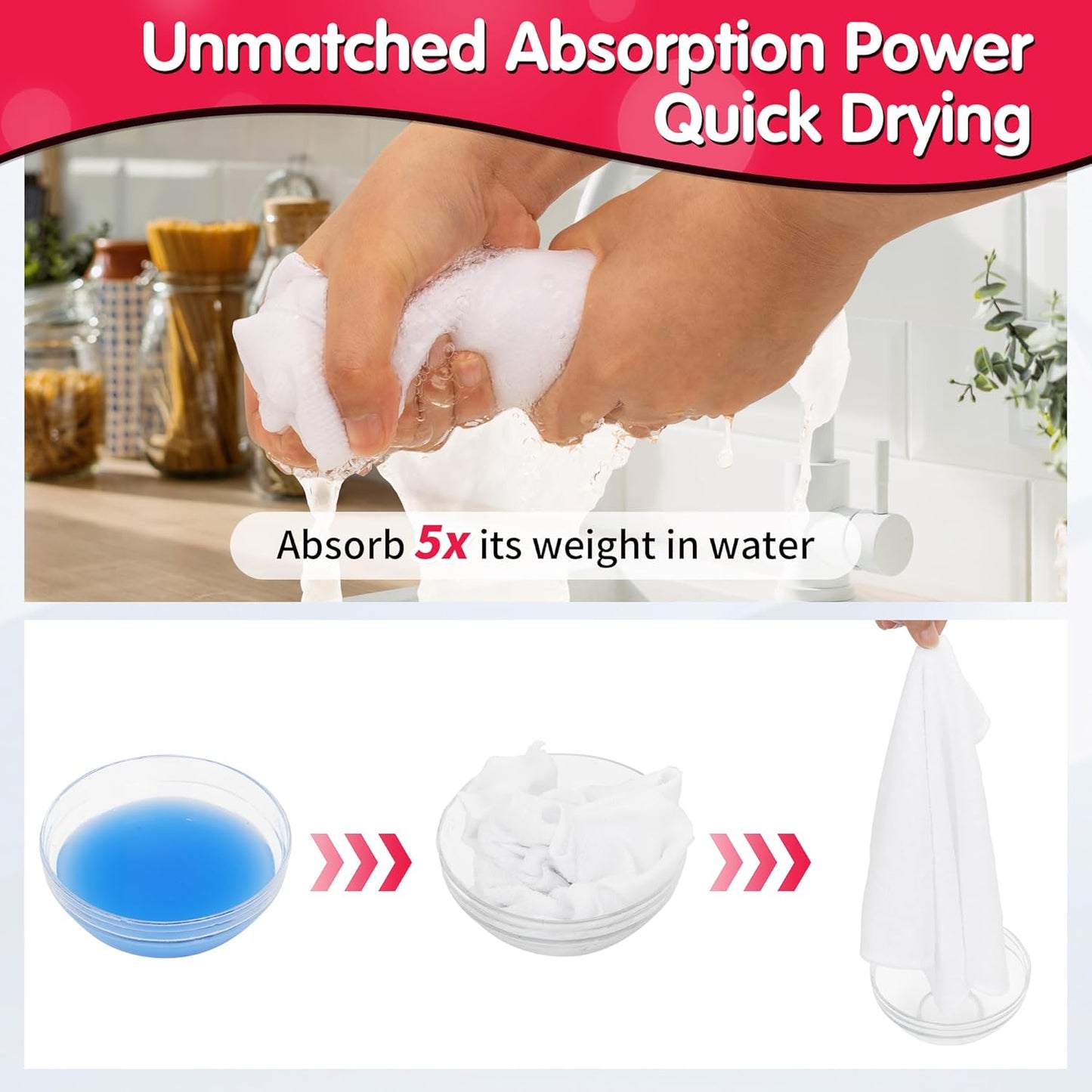 FIXSMITH White Microfiber Cleaning Cloth -Pack of 12, Highly Absorbent Cleaning Rags, 16"X12" All Purpose Cleaning Towels for Housekeeping, Kitchen, Car, Lint Free and Reusable Microfiber Towels