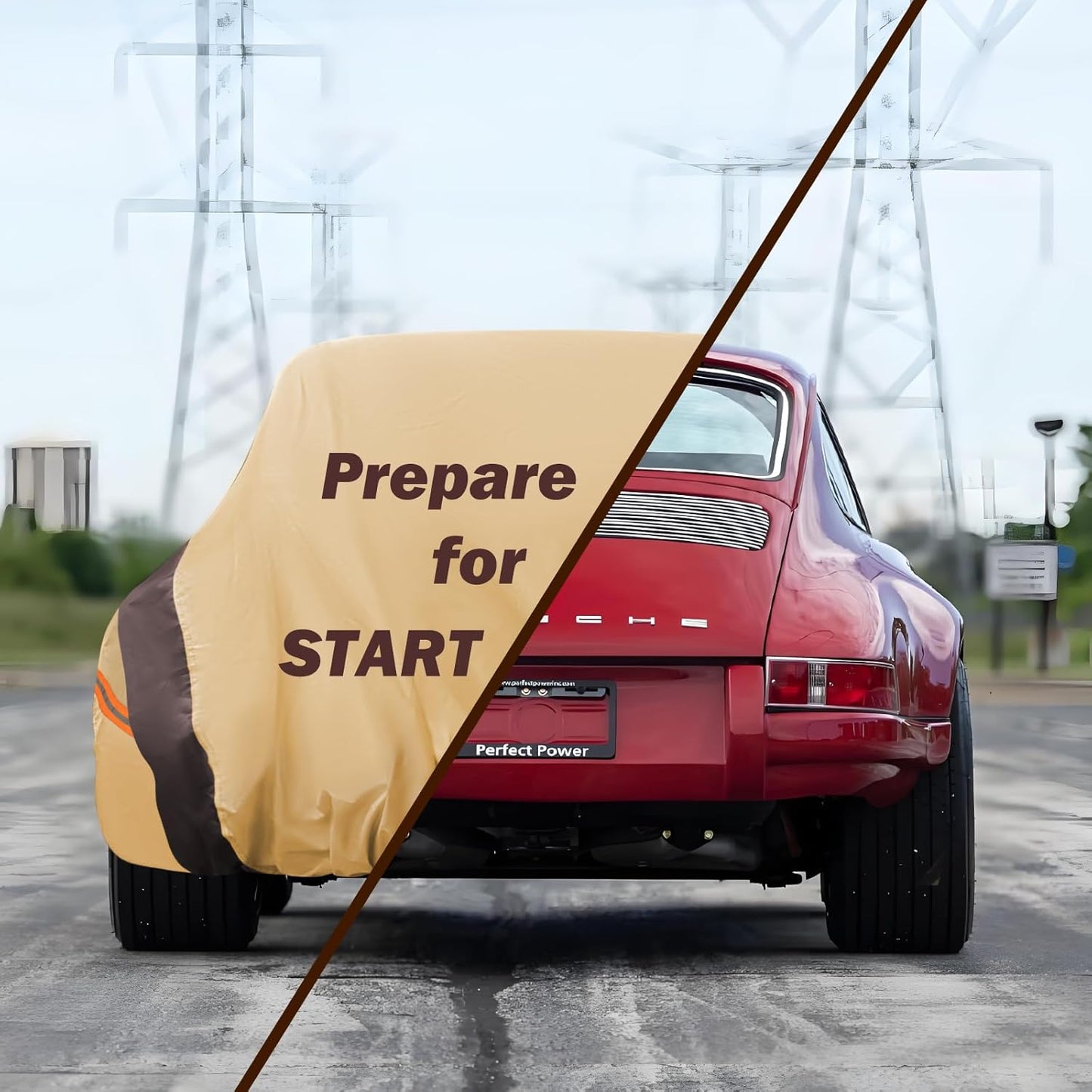 Corolla Car Cover Heavy Duty Waterproof All Weather Compatible with Toyota Corolla Sedan (2000-2024), Outdoor Anti-UV Sun Rain Protection Full Exterior Cover (Camel with Brown)