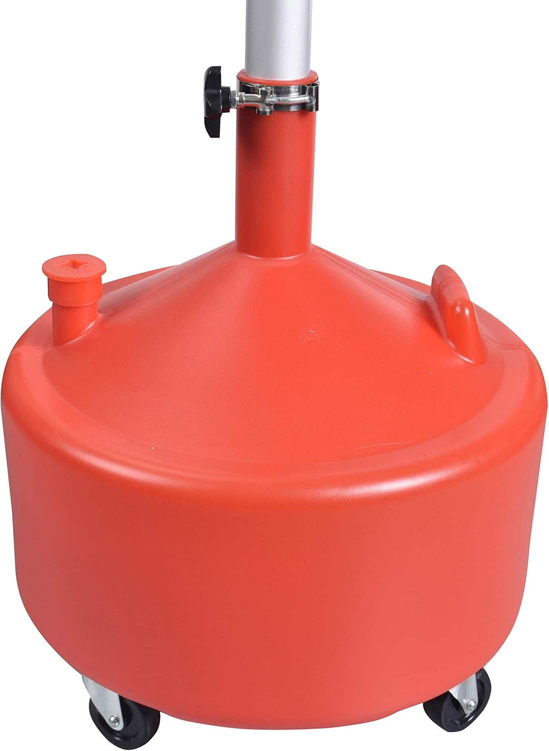 A A IN AA045 8 Gallon Portable Waste Oil Drain,Industrial Fluid Drain Tank with Wheels and Adjustable Funnel Height. Red.