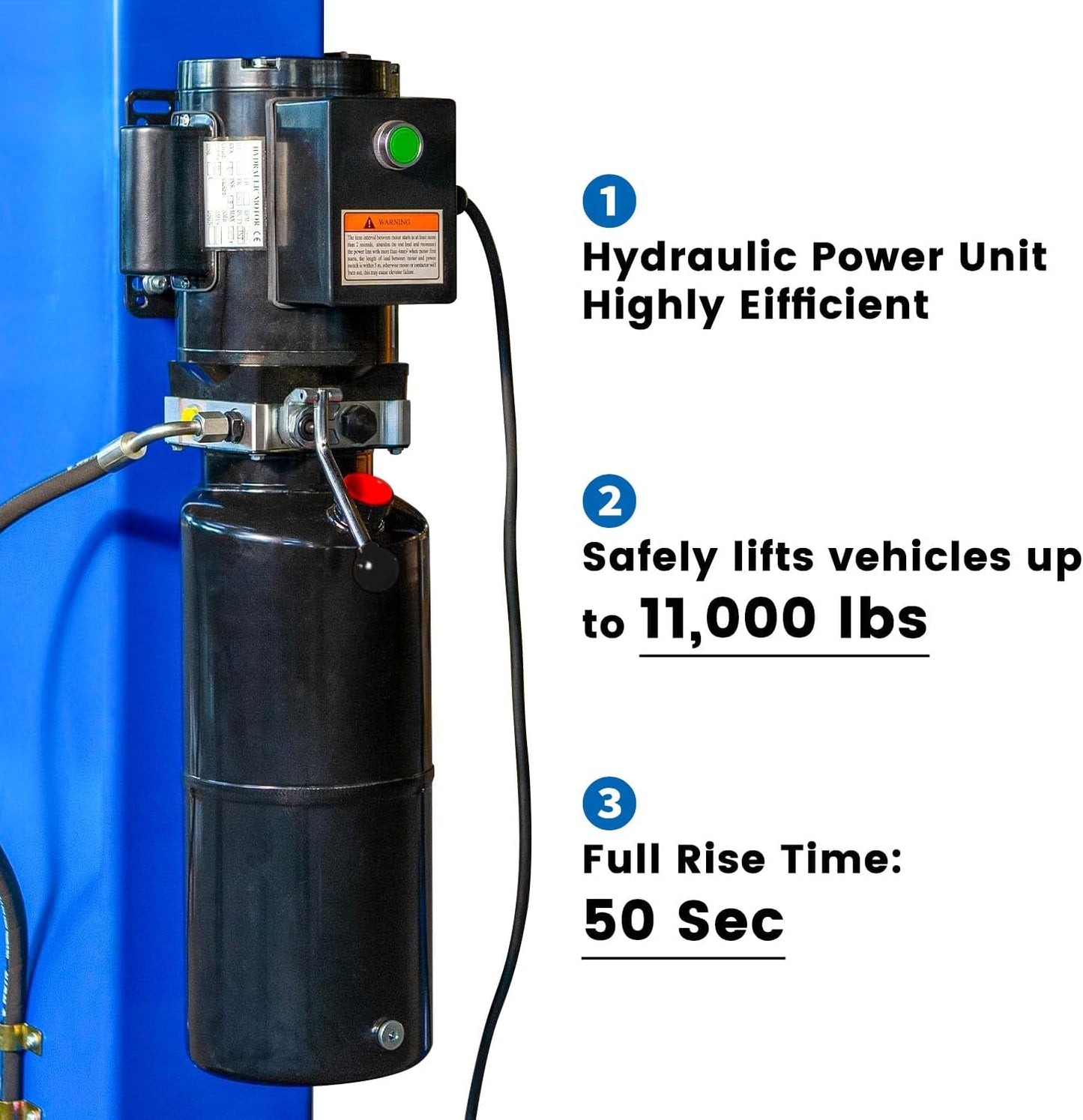 110V Two Post Car Lift 11,000 LBS, Single-Sided Unlocking Heavy Duty Floor Plate 2 Posts Auto Hoist Truck Lift for Garage 3 Year Warranty