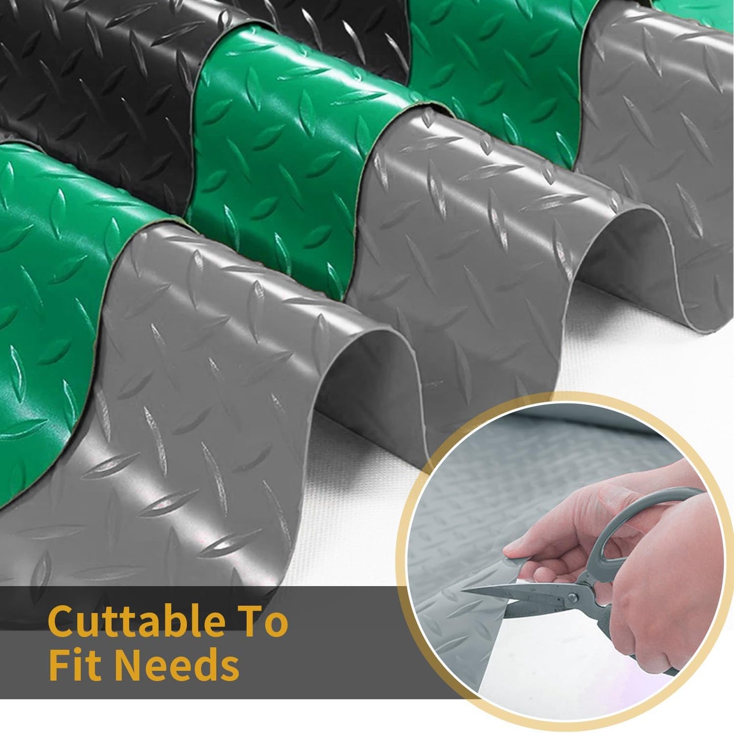 Premium Garage Floor Mat, Commercial Grade Heavy Duty Parking Mat for Garage Floor, Golf Cart Parking, Water/Stain Resistant Floor Runner (Grey Diamond, 2 Rolls x 4 x 6.5 Feet)