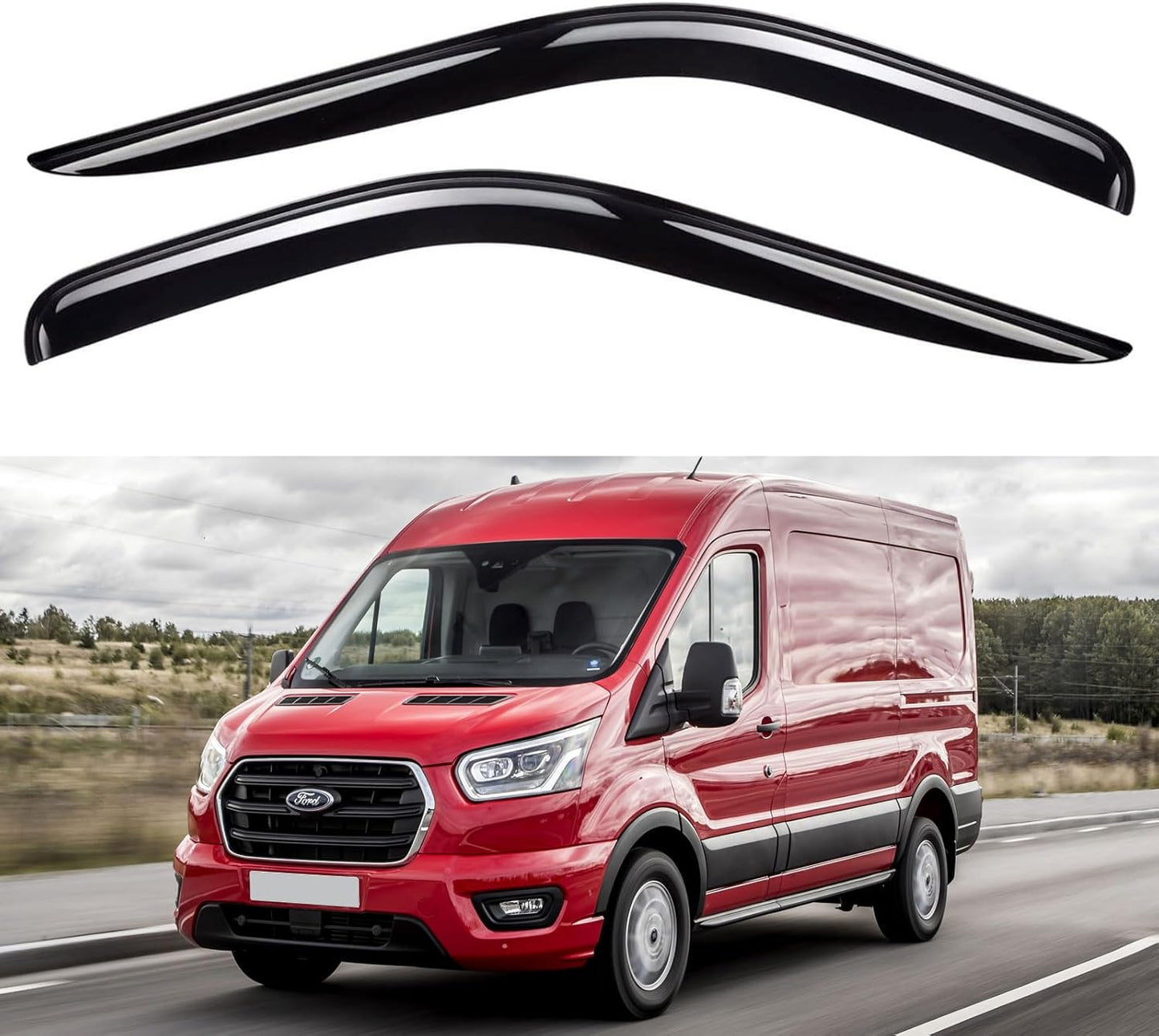 Window Visors Rain Guards Shield for Ford Transit 2014-2025, Out-Channel Window Vent Wind Deflectors Visors Shades for 14-25 Transit