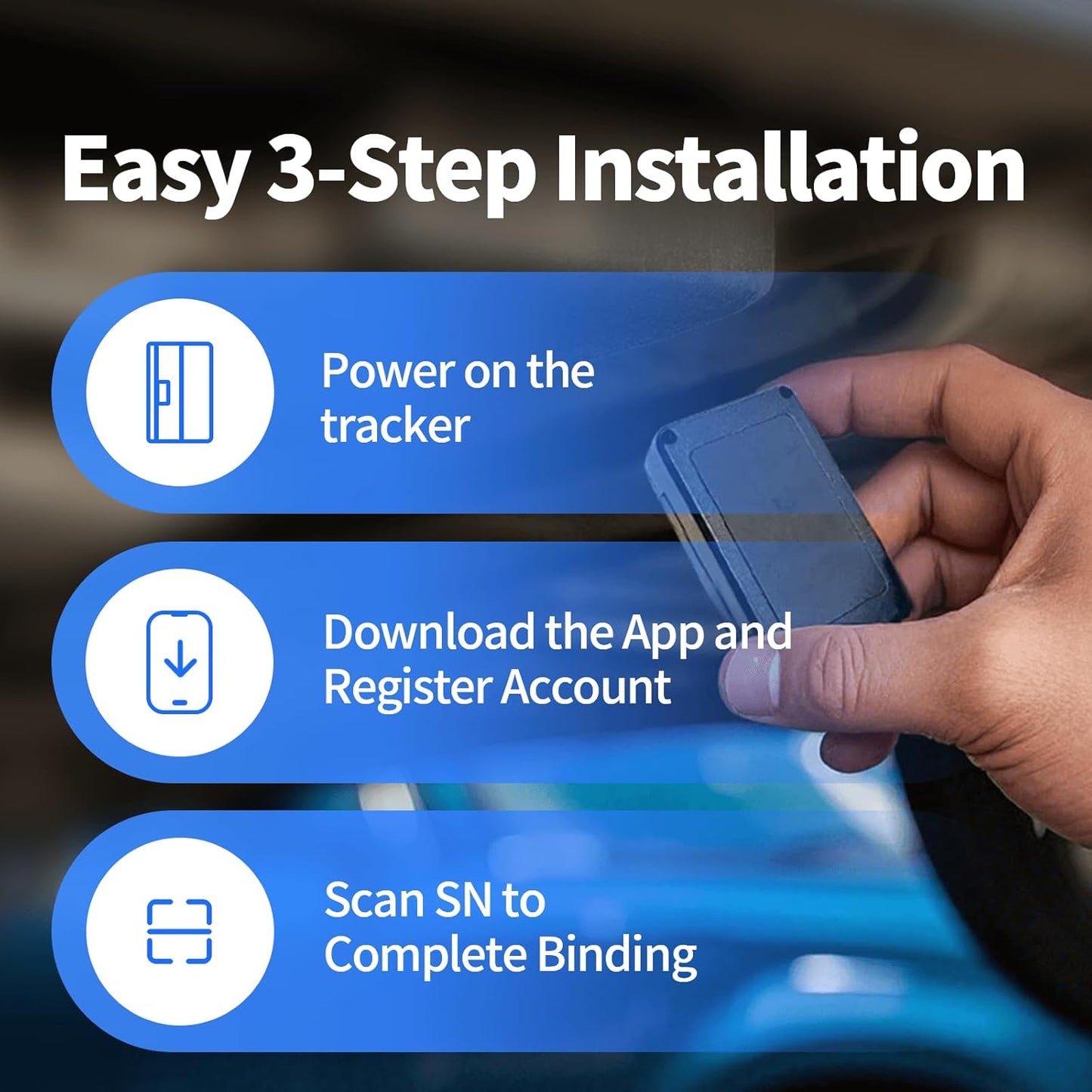 GPS Tracker for Vehicles No Monthly Fee, No Subscription, Long Battery Life, 4G SIM Card and Data Included, Trip History, GeoFence, Driving Alerts