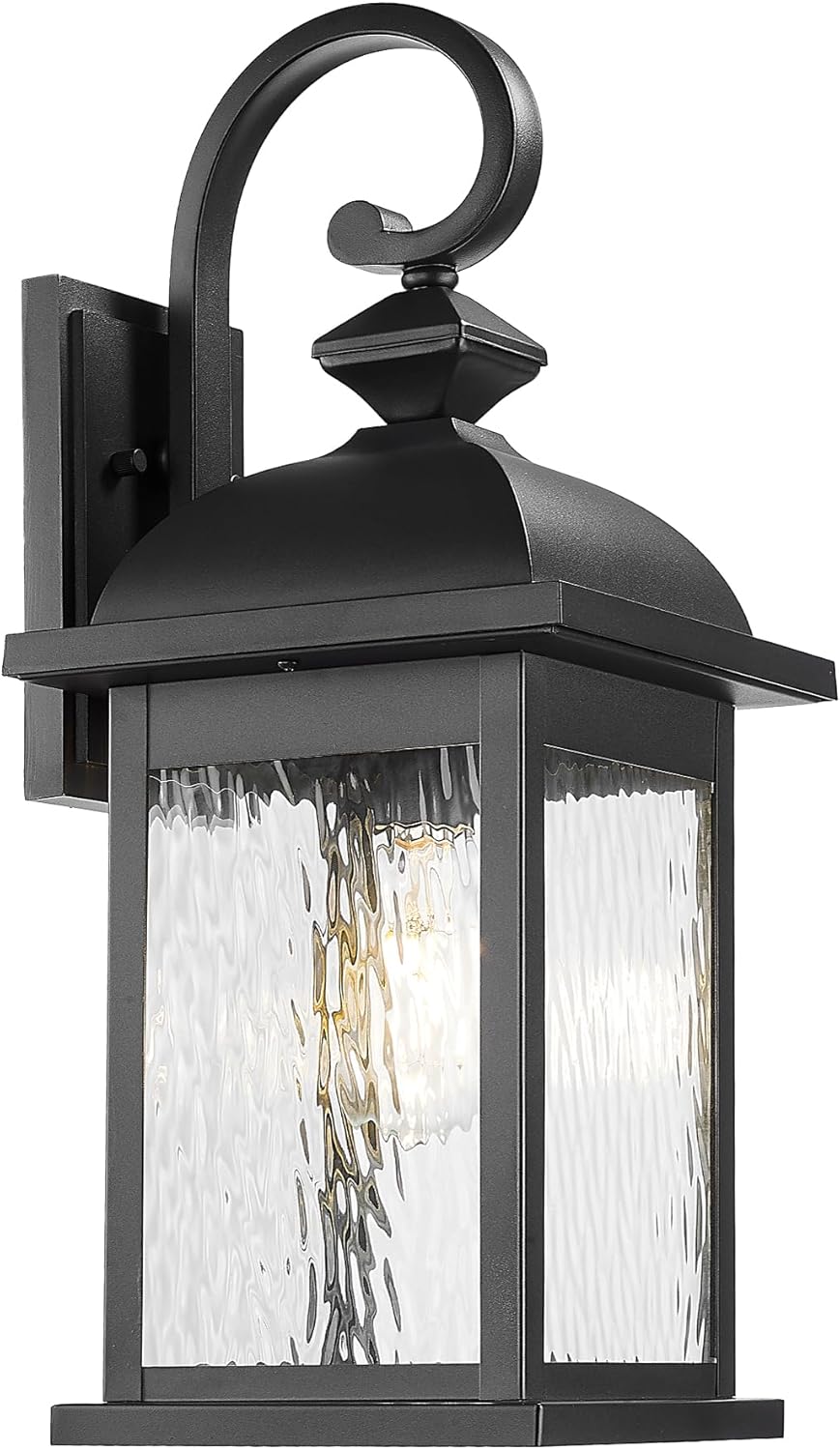 FEMILA 21" Outdoor Wall Light Fixture, Rust-Proof Waterproof Outdoor Wall Light, Ideal for Porch, Patio, Entryway,Garage, with Water Ripple Glass, 4FD54B2 BK-WP