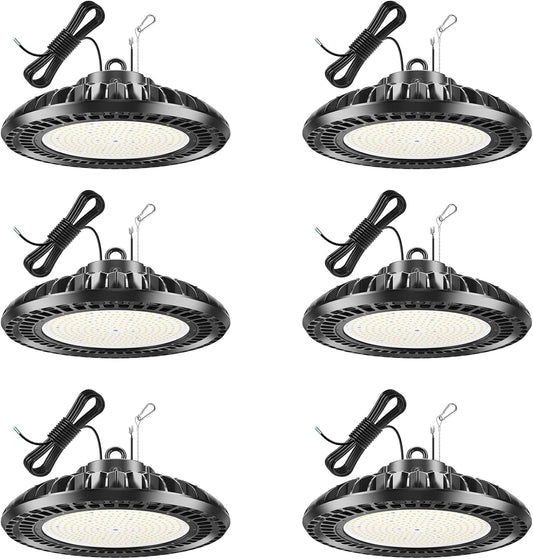 6 Pack 500W LED High Bay Light 72,500LM DLC ETL Listed Industrial Grade UFO Light Dimmable IP65 Waterproof 5000K Commercial Bay Lighting for Warehouse Garage Factory 110V 120V