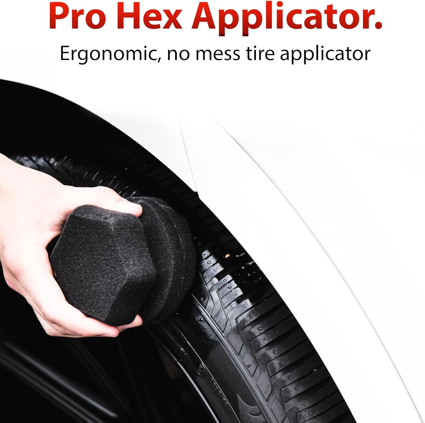 Adam's Polishes Pro Tire Hex Grip Applicator - Tire Shine Car Detailing Foam Sponge Tool | Car Cleaning Supplies After Car Wash leaner | for Vinyl Rubber & Trim Accessories | Wheel & Rim Cleaner