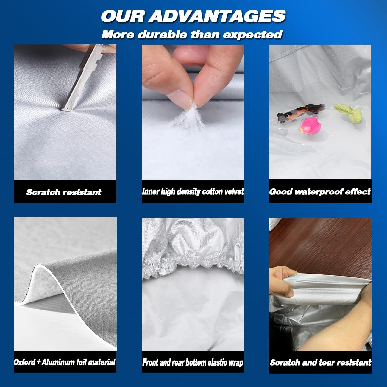 TUCAREST 6 Layers Full Car Cover for SUV- Waterproof, Insulated, Anti-UV, Snow-Proof, Anti-Wind, All-Weather, Thickened Protection, up to 189 in