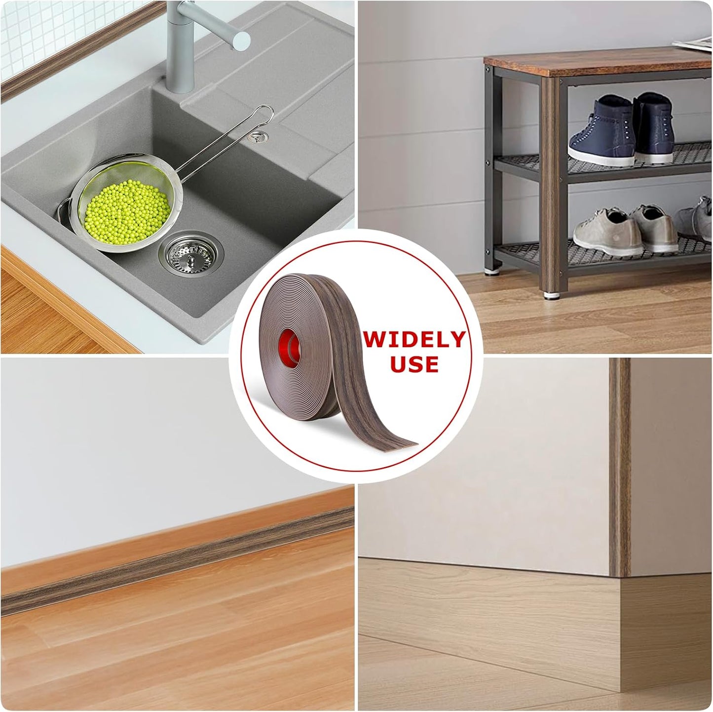 Flexible Wall Corner Protector Moulding Trim Peel and Stick Wall Corner Guards Edge Protector Self Adhesive Molding Trim Strip for Edge Ceiling (Smoked Brown Wood Grain, 2.4 in x 10 Ft)