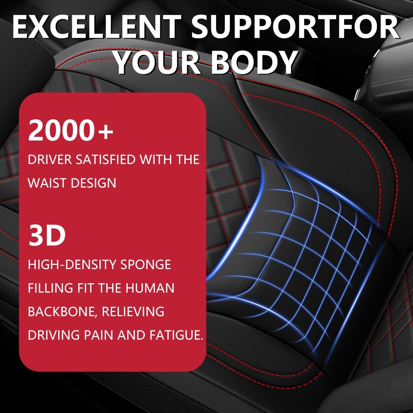 BABYBLU Chevy Chevrolet Silverado GMC Sierra Car Seat Covers Fit 2007-2023 2024 2025 1500/2500HD/3500HD (Black & Red, Full Set)