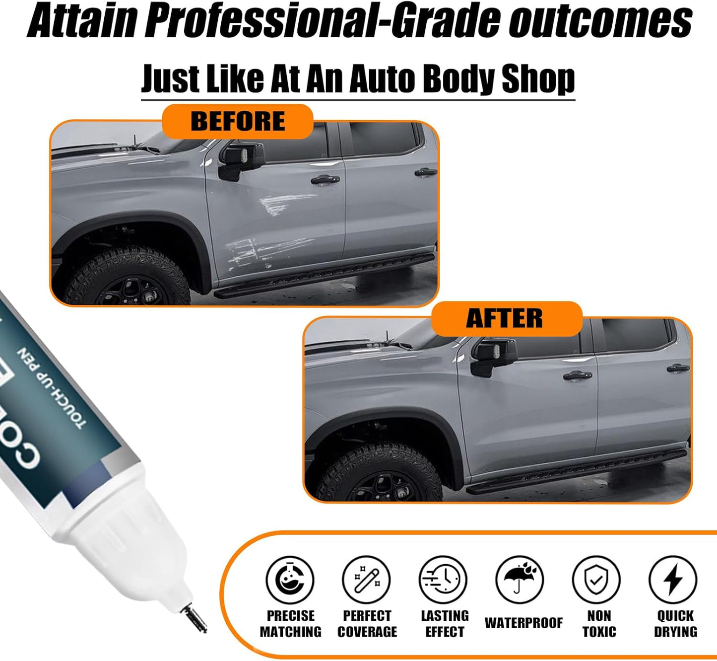 Slate Gray Metallic(GNO/WA633D) Touch Up Paint Compatible with Chevrolet, Car Paint Pen Scratch Repair Two-In-One Touch Up Paint, Premium Car Scratch Remover for Deep Scratches