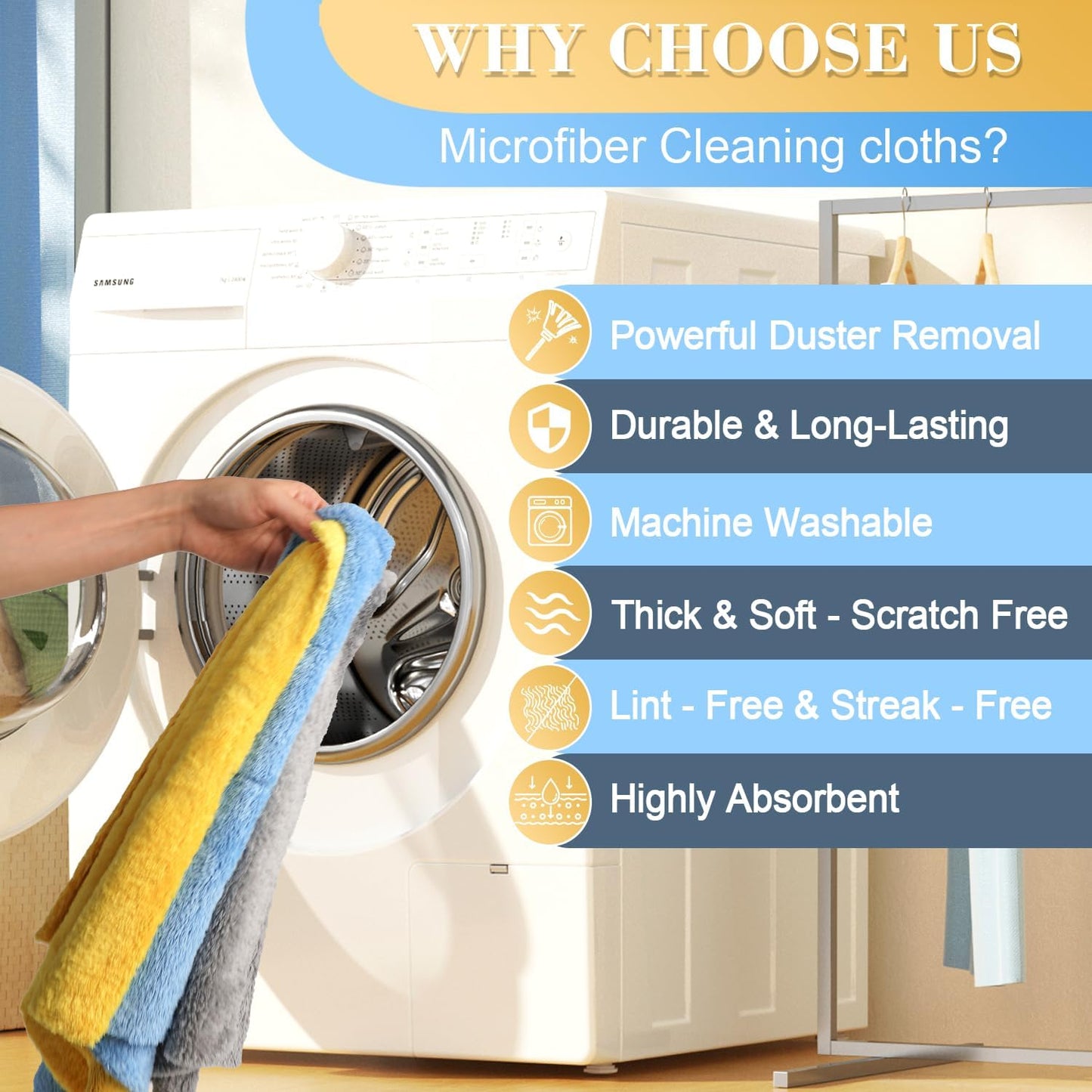 Microfiber Towel for Car Cleaning,Cleaning Supplies Upgraded 450gsm Ultra-Thick,Washcloths Detailing,Exterior Interior Microfiber Rags 16in x 16in(6-Pack)