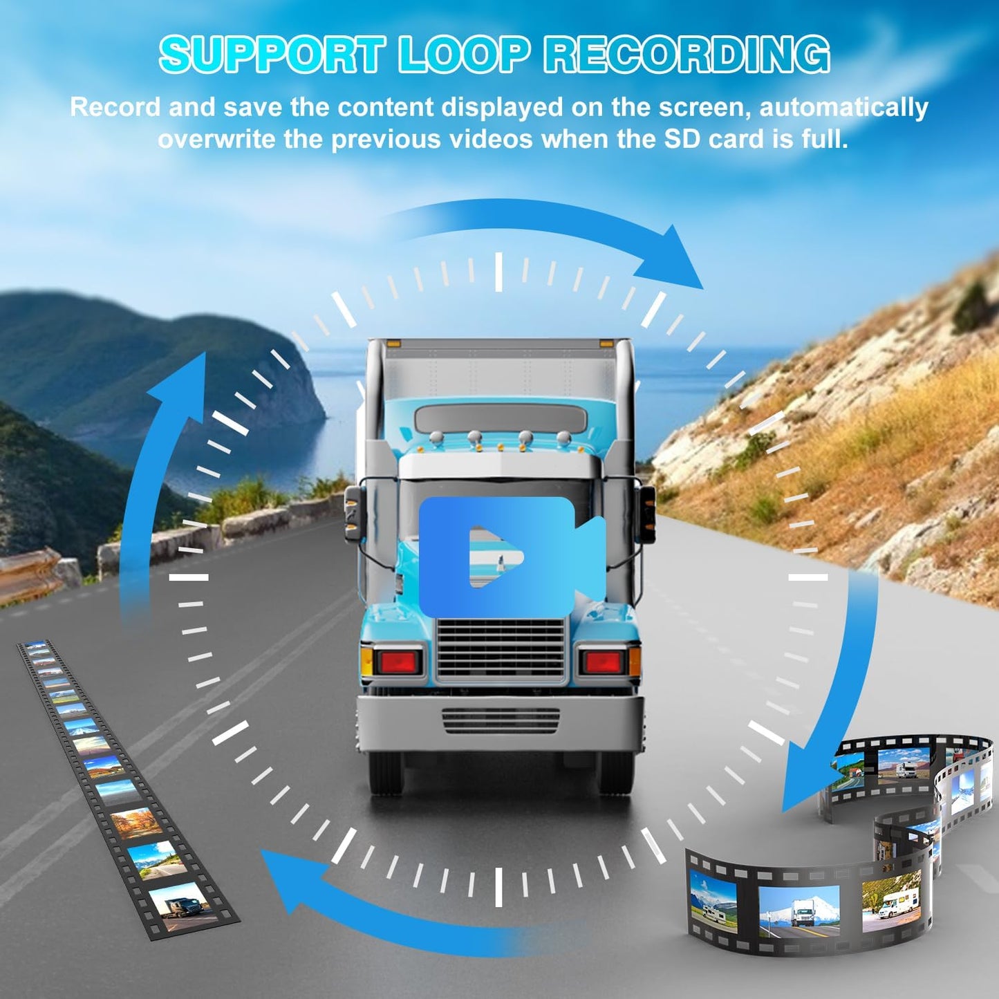 Fookoo HD 1080P 10" Wireless Backup Camera System, 10-inch Quad Split Screen Monitor w/Recording, IP69 Waterproof Side Rear View Cameras, Digital Signal, Parking Lines for RV/Truck/Trailer