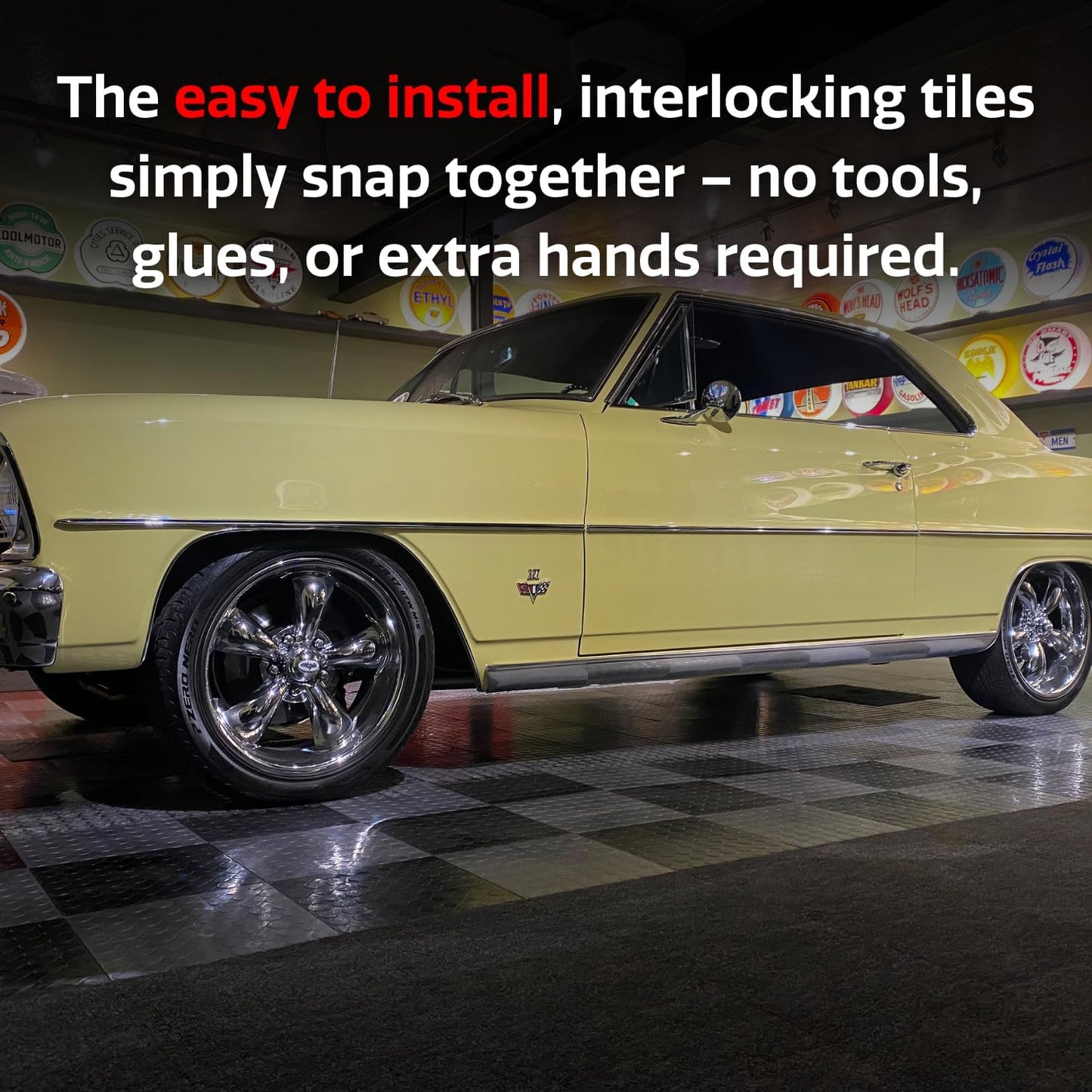 Big Floors RaceDeck CircleTrac, Interlocking Non-Slip Garage Flooring Tile, Durable, Modular, Heavy-Duty Copolymer, Easy Install (Alloy, 24 Pack of 12 x 12" Tiles)