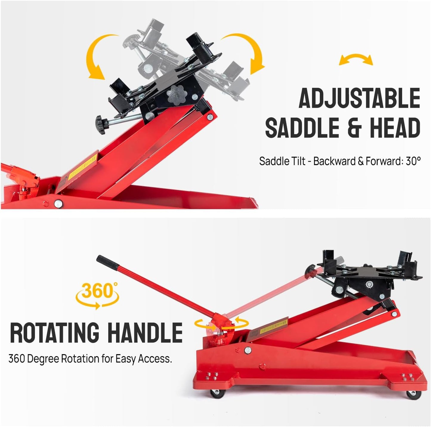 TUFFIOM Hydraulic Transmission Service/Floor Jack Lift 1/2 Ton (1,000 lb) Capacity, Low Profile Roll-Under Floor Trolley, Automotive Shop Tool Hoist Lift Lifting Jack, Red