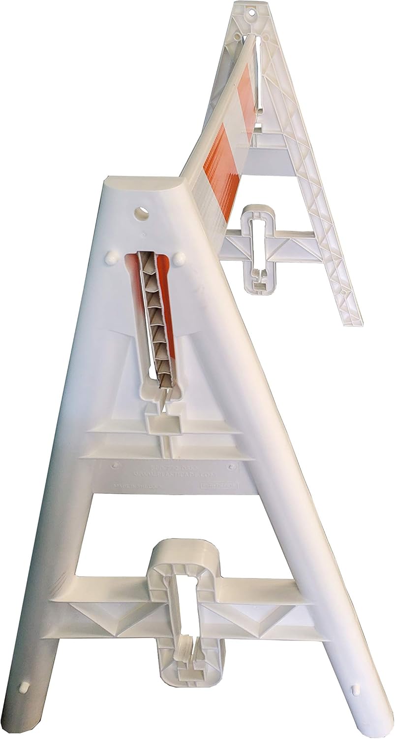 Type 1 A-Frame Plastic Barricade with Reflective Double Sided 4 Foot Rail-A Frame legs and Rails ship separate.