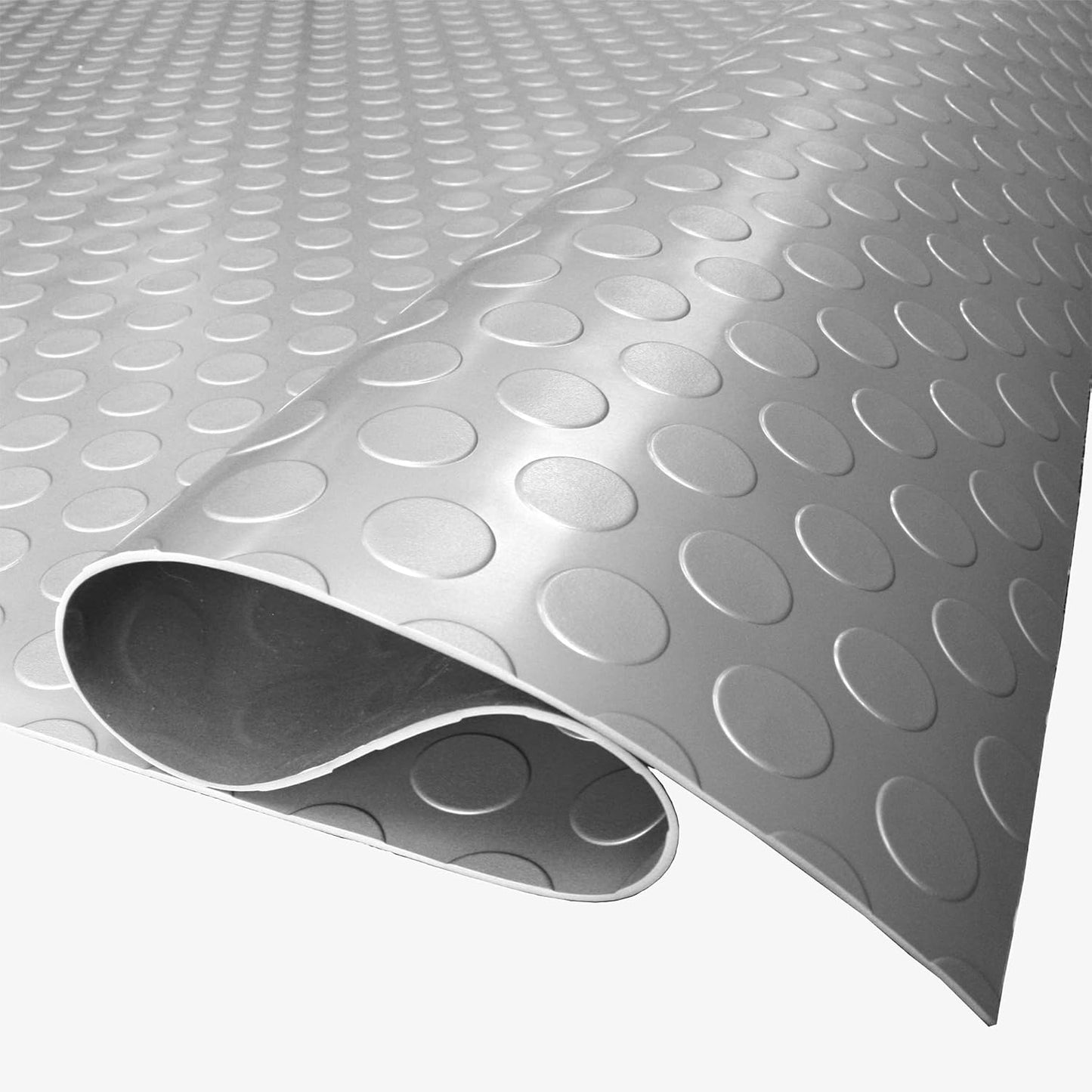 IncStores 2.5mm Thick Commercial-Grade Nitro Roll Garage Floor Mat | Flexible Vinyl Floor Mat for a Stronger and Safer Garage, Workshop, or Trailer | Coin-Top, Stainless Steel, 7.5' x 100'