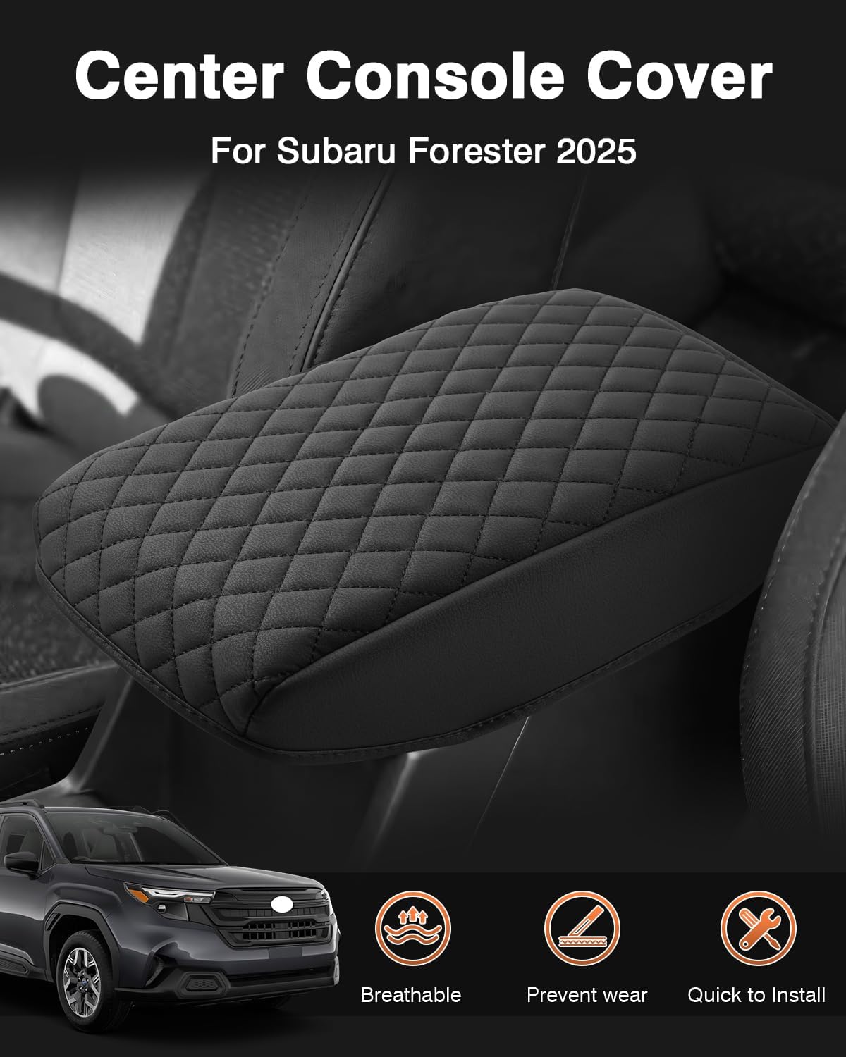 Shademax Custom for 2026 2025 Subaru Forester Center Console Cover Armrest Cover for Subaru Forester Accessories 2025 Arm Rest Cushion Pad Leather Middle Console Cover Armrest Seat Box Protector