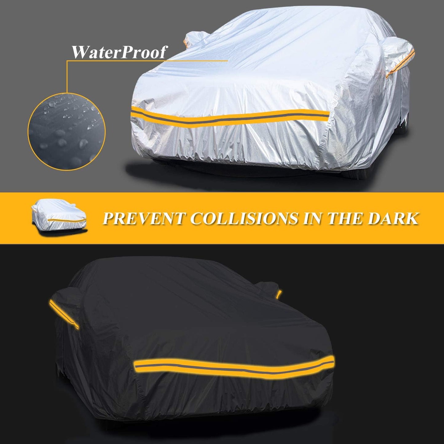 Autsop Car Cover Waterproof All Weather,12-Layer Car Covers for Automobiles Outdoor Heavy Duty Full Exterior Covers for Sedan(203-212 Inch)