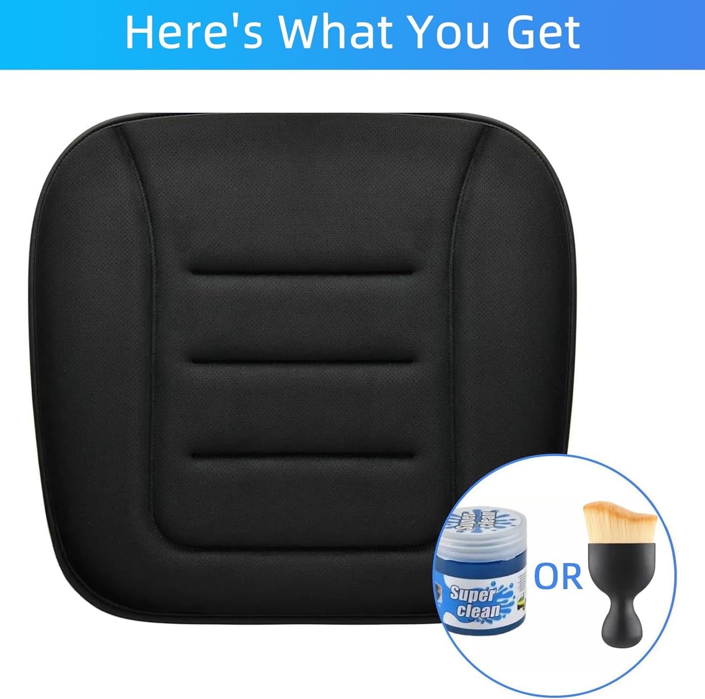 KAYI Car Seat Cushion, Memory Foam Car Seat Cushion, Anti Slip Rubber Bottom Car Seat Cushions for Driving, Suitable for Car and Office Chairs (Black)