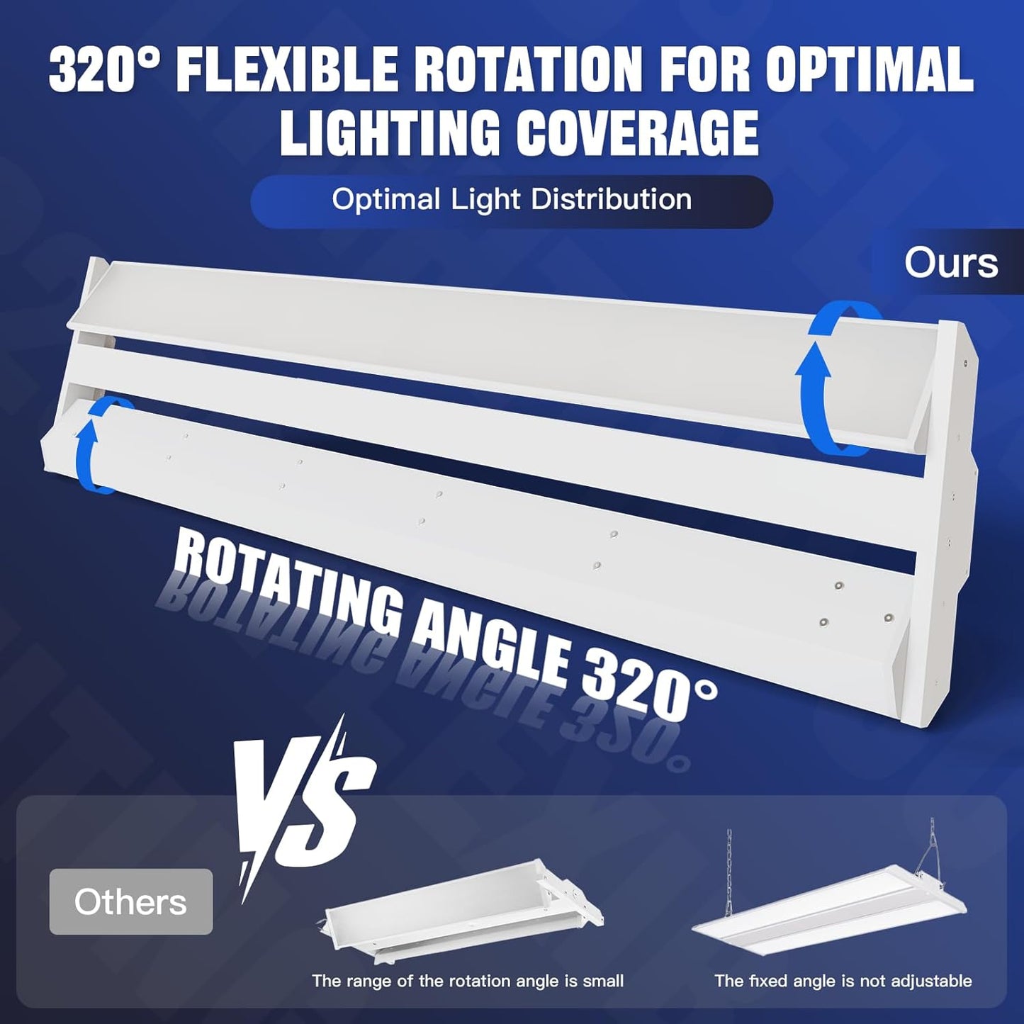 JTT LED Linear High Bay Light 300/240/200W, 45000LM Linear Shop Light Commercial 120-277V, 4000/5000K High Bay Lights Shop Workshop Store Commercial Supermarket Warehouse Basement, 2-Pack ETL