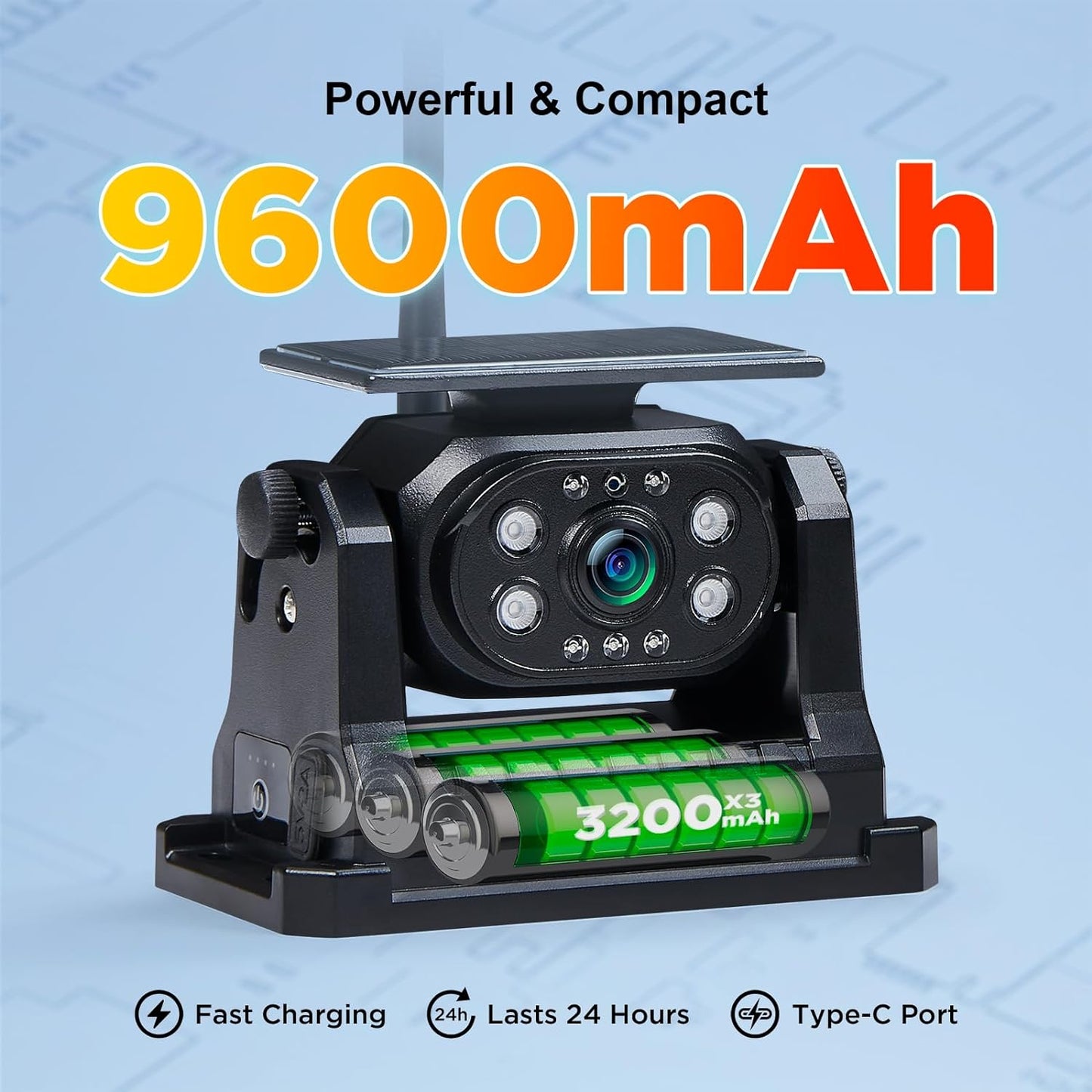 2 Magnetic Wireless Backup Camera with 7'' HD 1080P DVR Monitor System, 9600mAh Rechargeable Waterproof Dual Solar Reverse Camera for Hitch Towing Car Trailer Truck RV VN007