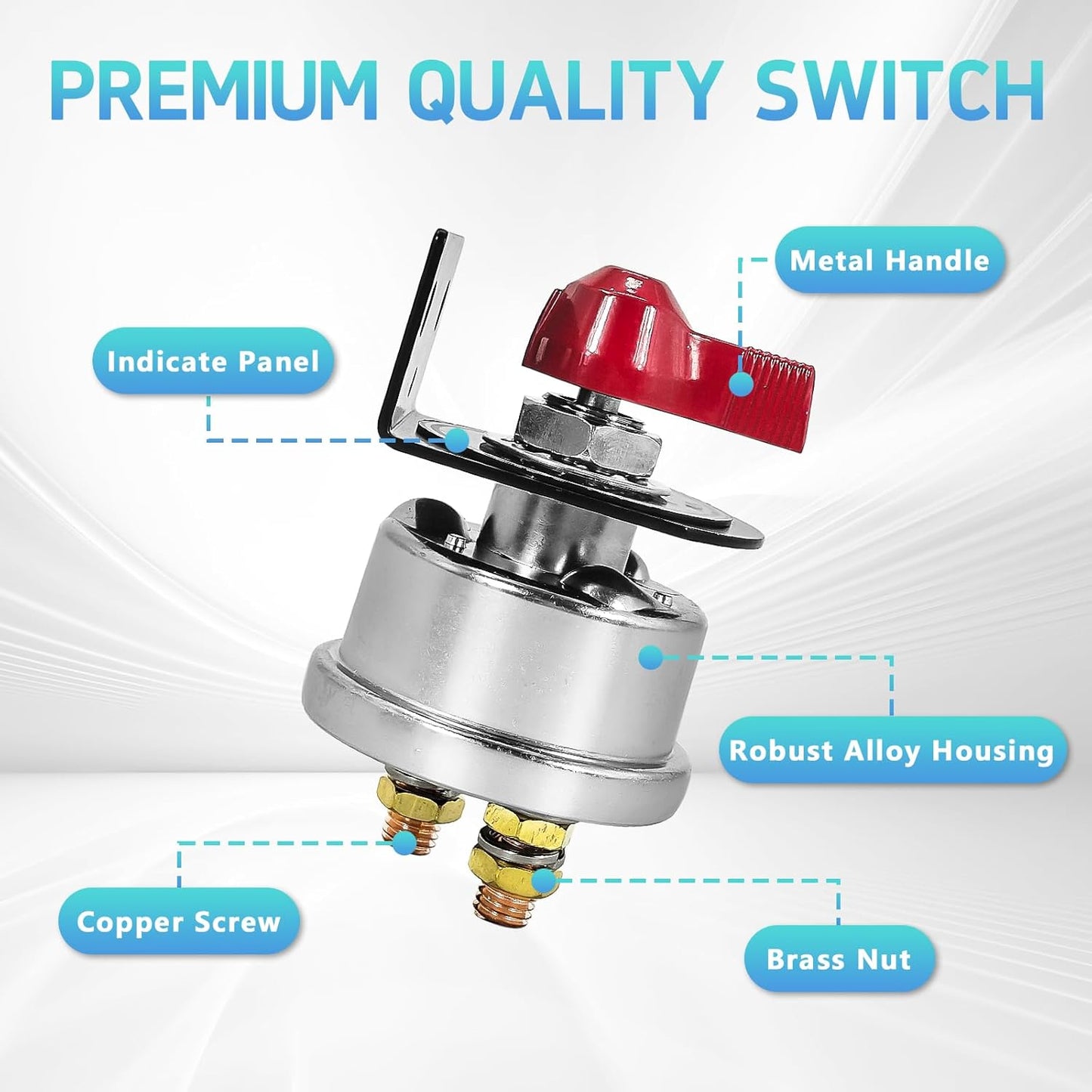 High Current Battery Disconnect Switch 200A,12-48V Battery Power Cut Off Isolator Switch with Face Plate for Car Yacht ATV RV Truck(Red)