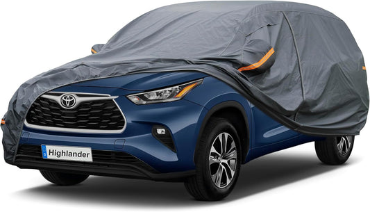 Premium Car Cover Custom Fit Toyota Highlander (2013-2025), 16 Layers Heavy Duty Car Cover Waterproof All Weather with Zipper Door for Sun Rain Snow Dust Uv Protection