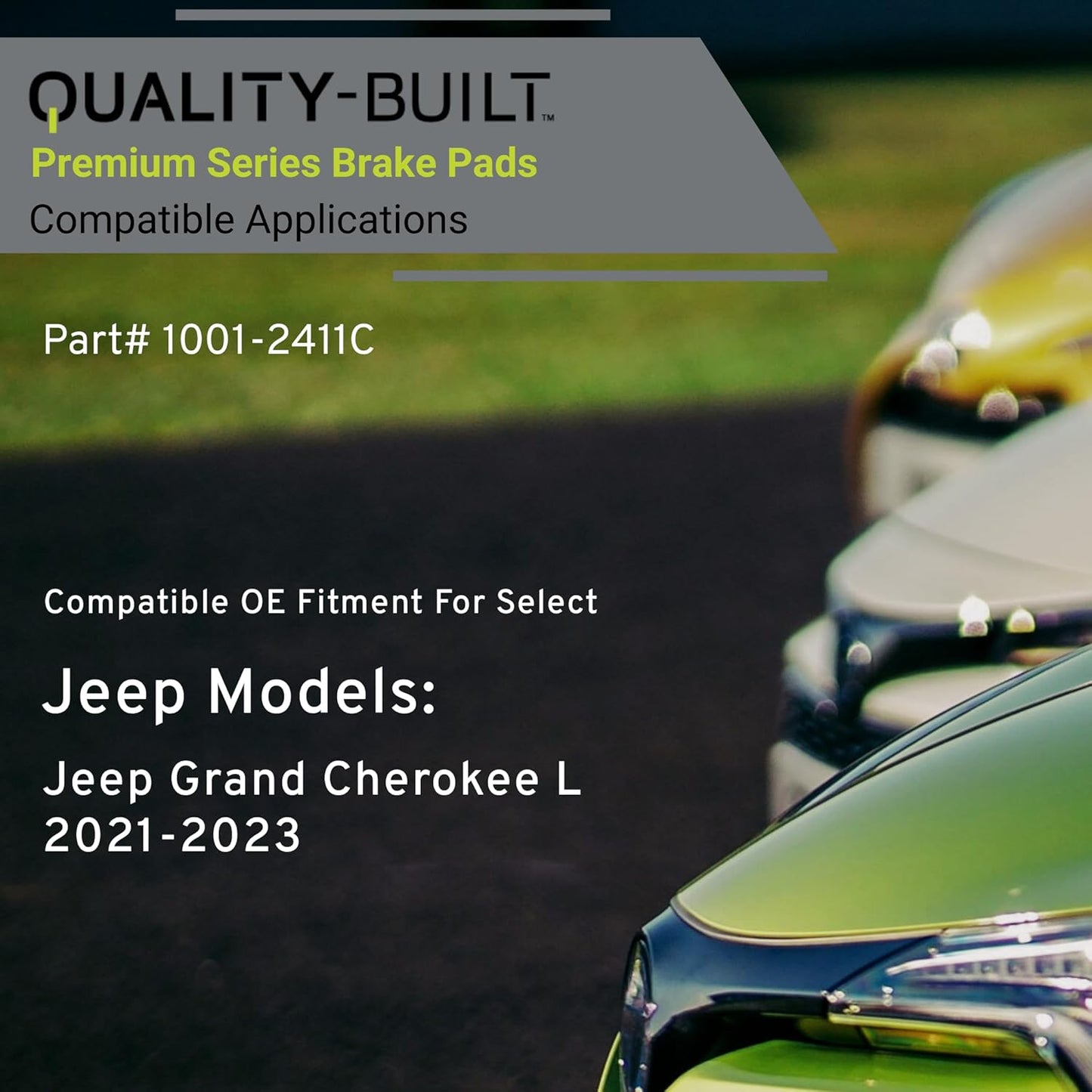 Premium Ceramic Rear Brake Pads (1001-2411C) Compatible with Jeep Grand Cherokee 2022-2023, Jeep Grand Cherokee L 2021-2023