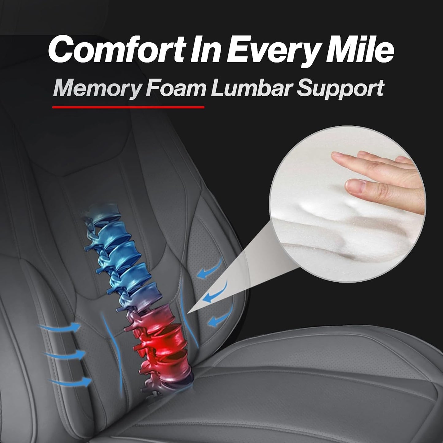 Coverland Custom Car Seat Covers Compatible with 2024-2025 Tacoma Xtra Cab, Double Cab - Premium Leather Non-Slip Waterproof Custom Interior Protector Full Set-Dark Gray [See Size Chart-Size X143]