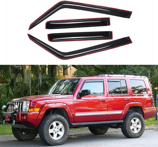Side Window Deflector Visor Rain Guard,in-Channel Style Shatterproof Dark Smoke,4pcs Window Shades fit for 2006-2010 Jeep Commander 194117
